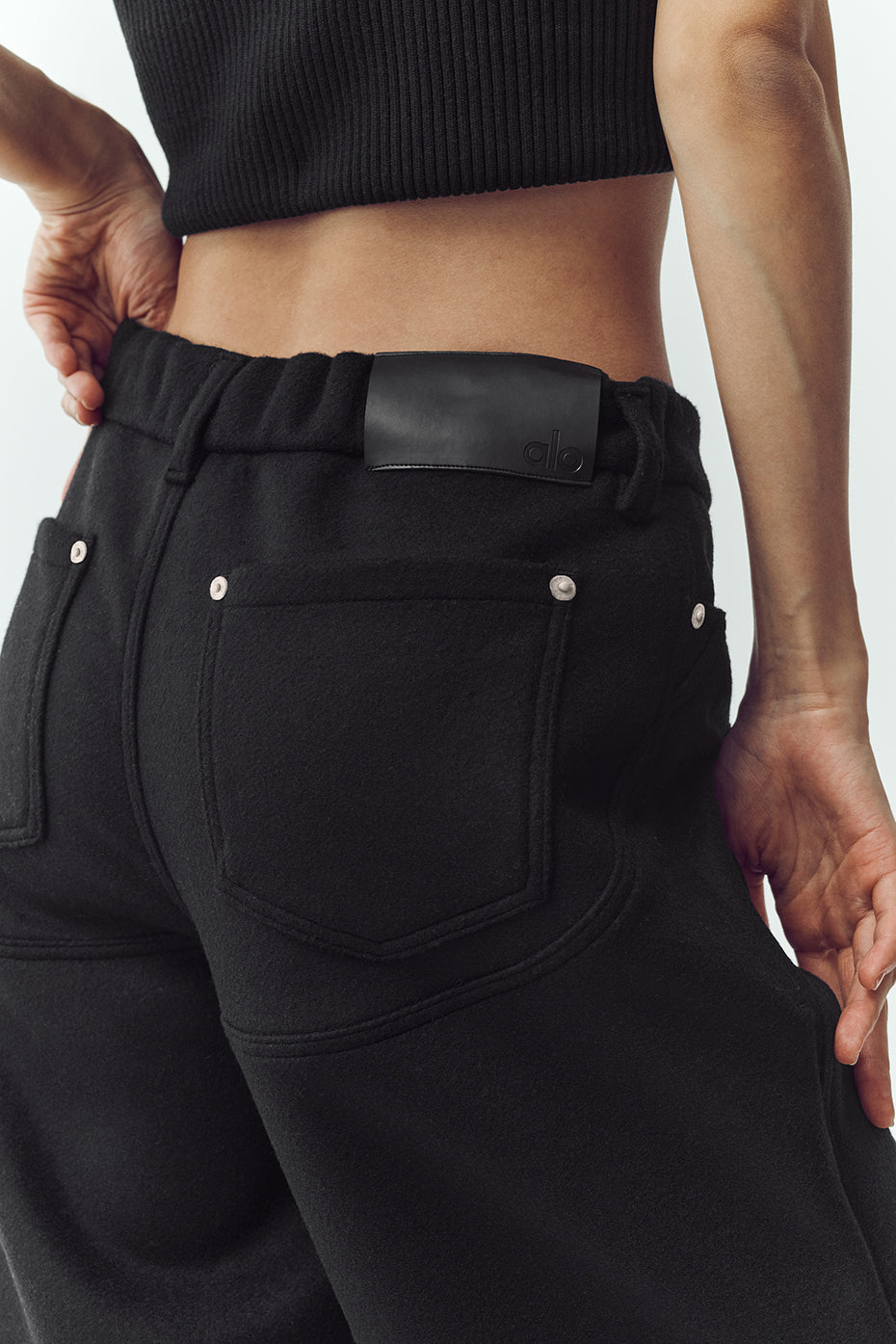 Wool Blend Nightcap Wide Leg Pant - Black — photo 3