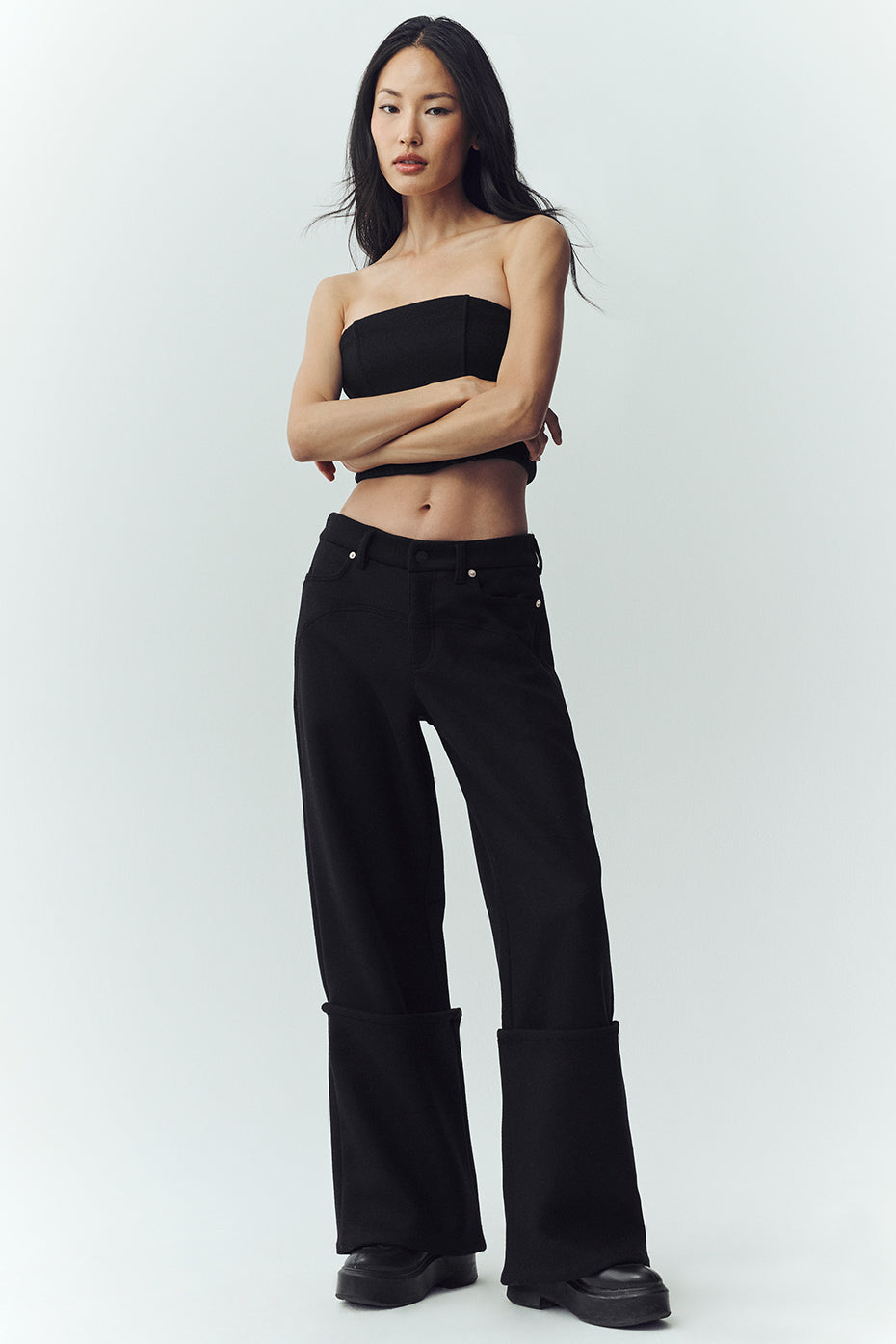 Wool Blend Nightcap Wide Leg Pant - Black — photo 1