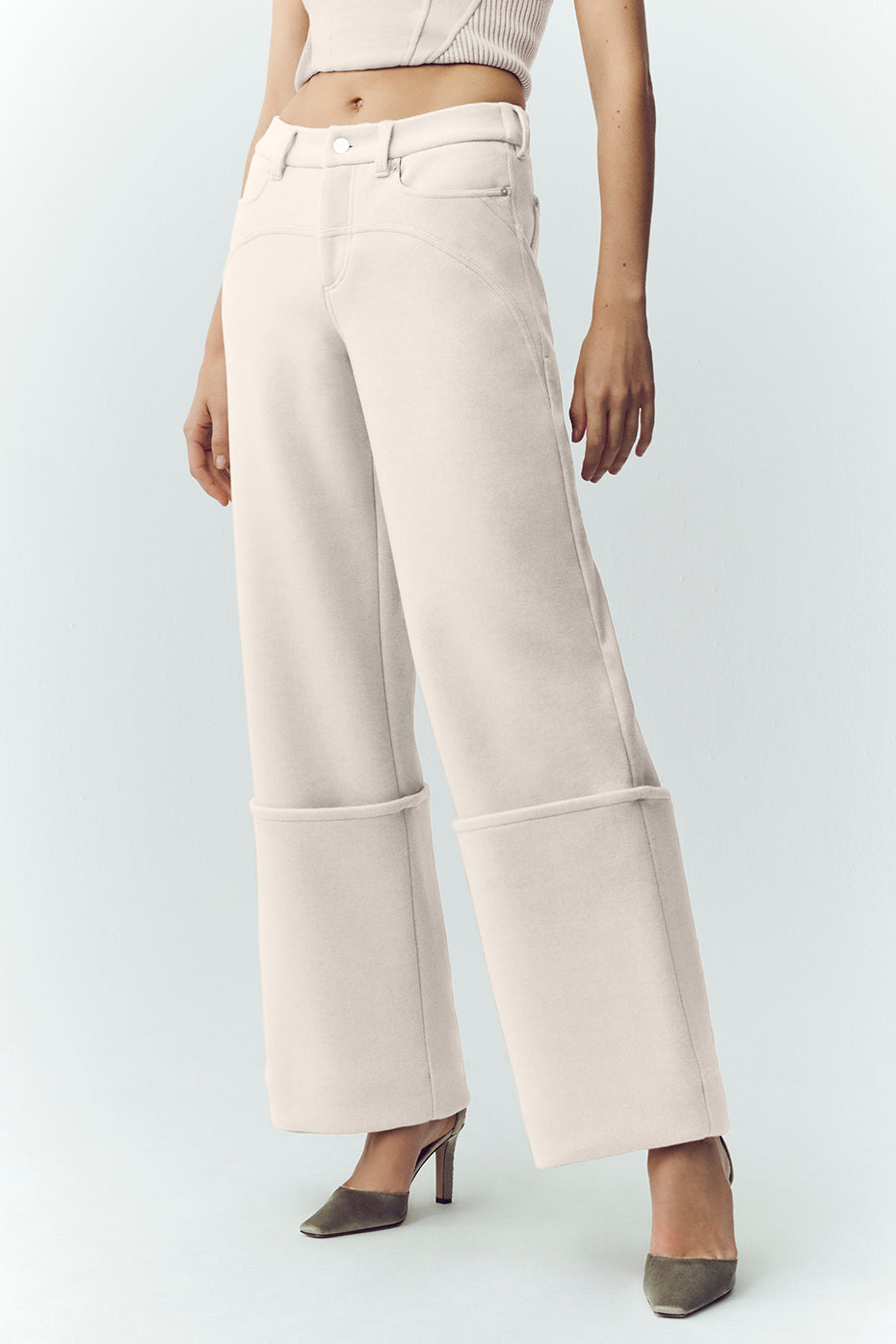 Wool Blend Nightcap Wide Leg Pant - Cafe Au Lait — photo 1