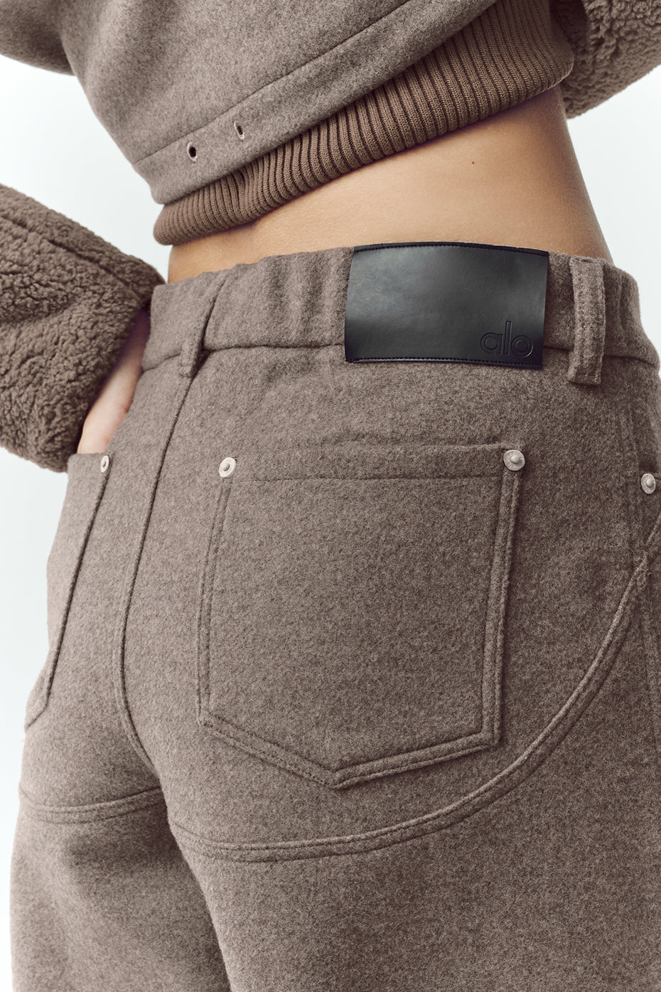 Wool Blend Nightcap Wide Leg Pant - Alpine Cocoa Heather — photo 3