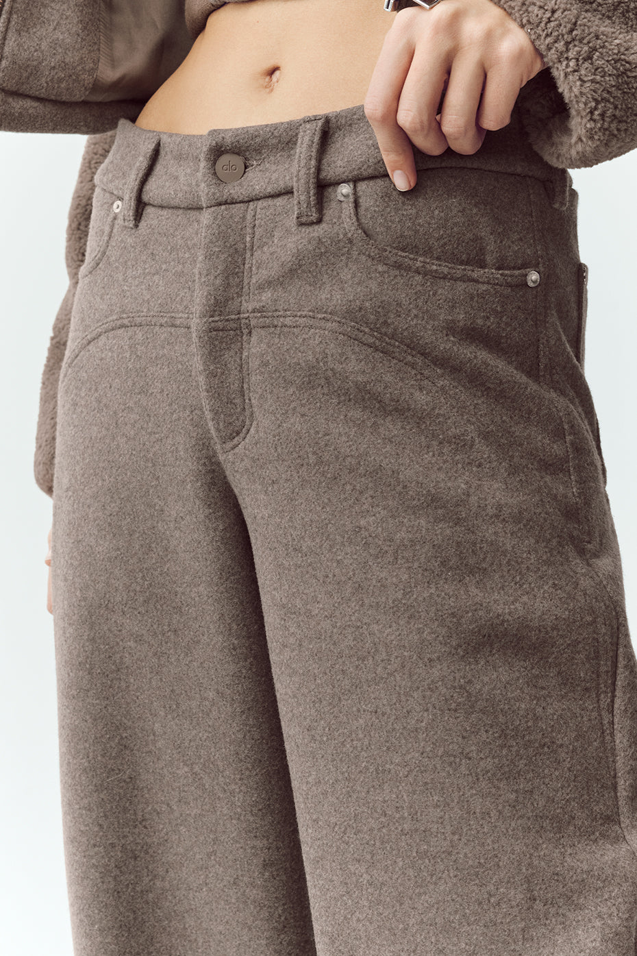 Wool Blend Nightcap Wide Leg Pant - Alpine Cocoa Heather — photo 2