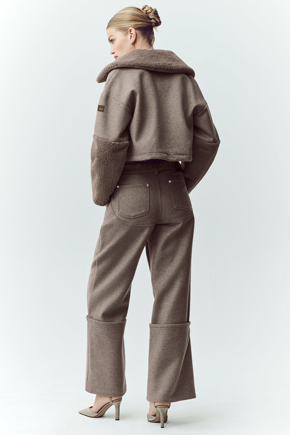 Wool Blend Nightcap Wide Leg Pant - Alpine Cocoa Heather — photo 4
