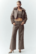 Wool Blend Nightcap Wide Leg Pant - Alpine Cocoa Heather — photo 1