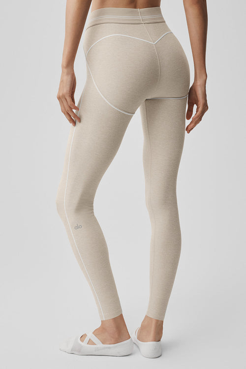 7/8 High-Waist Alosoft Heart Throb Legging - Oatmeal Heather/White — photo 2