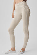 7/8 High-Waist Alosoft Heart Throb Legging - Oatmeal Heather/White — photo 1