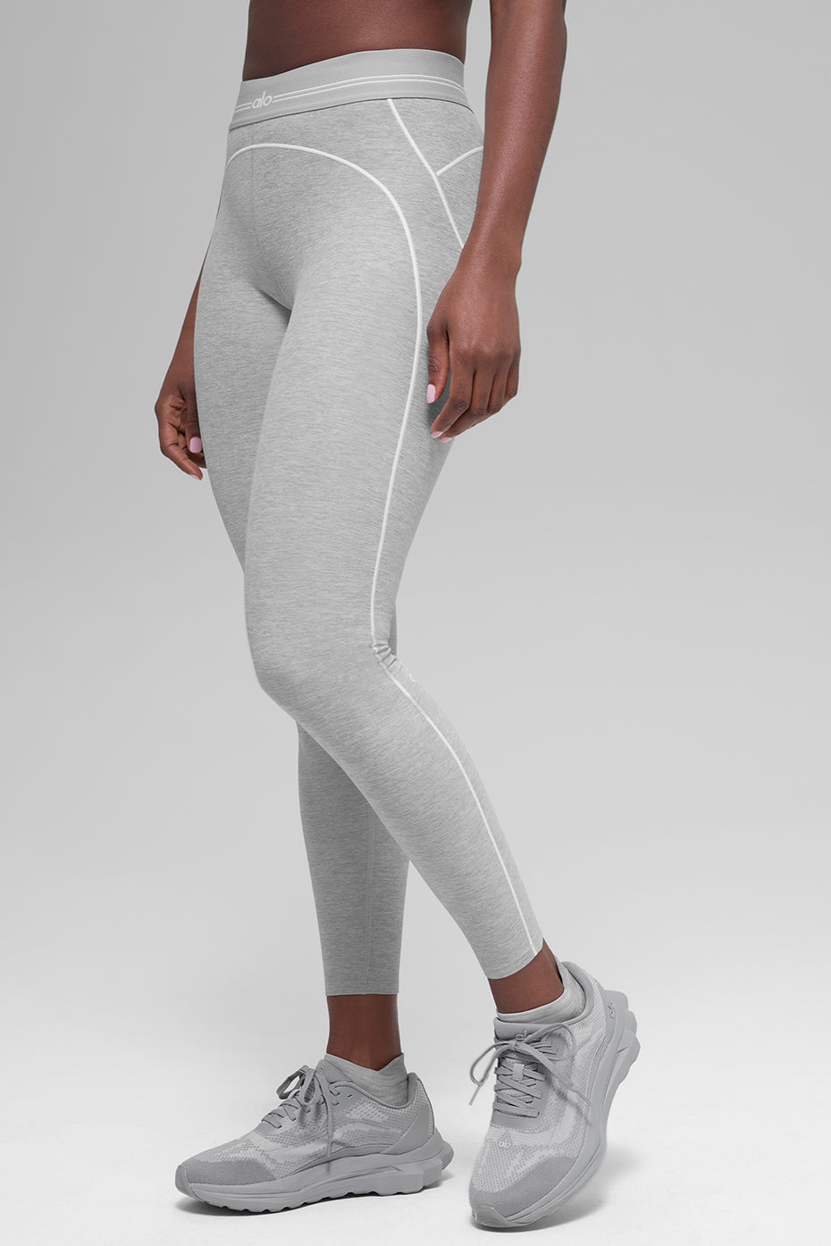 7/8 High-Waist Alosoft Heart Throb Legging - Athletic Heather Grey/White — photo 5