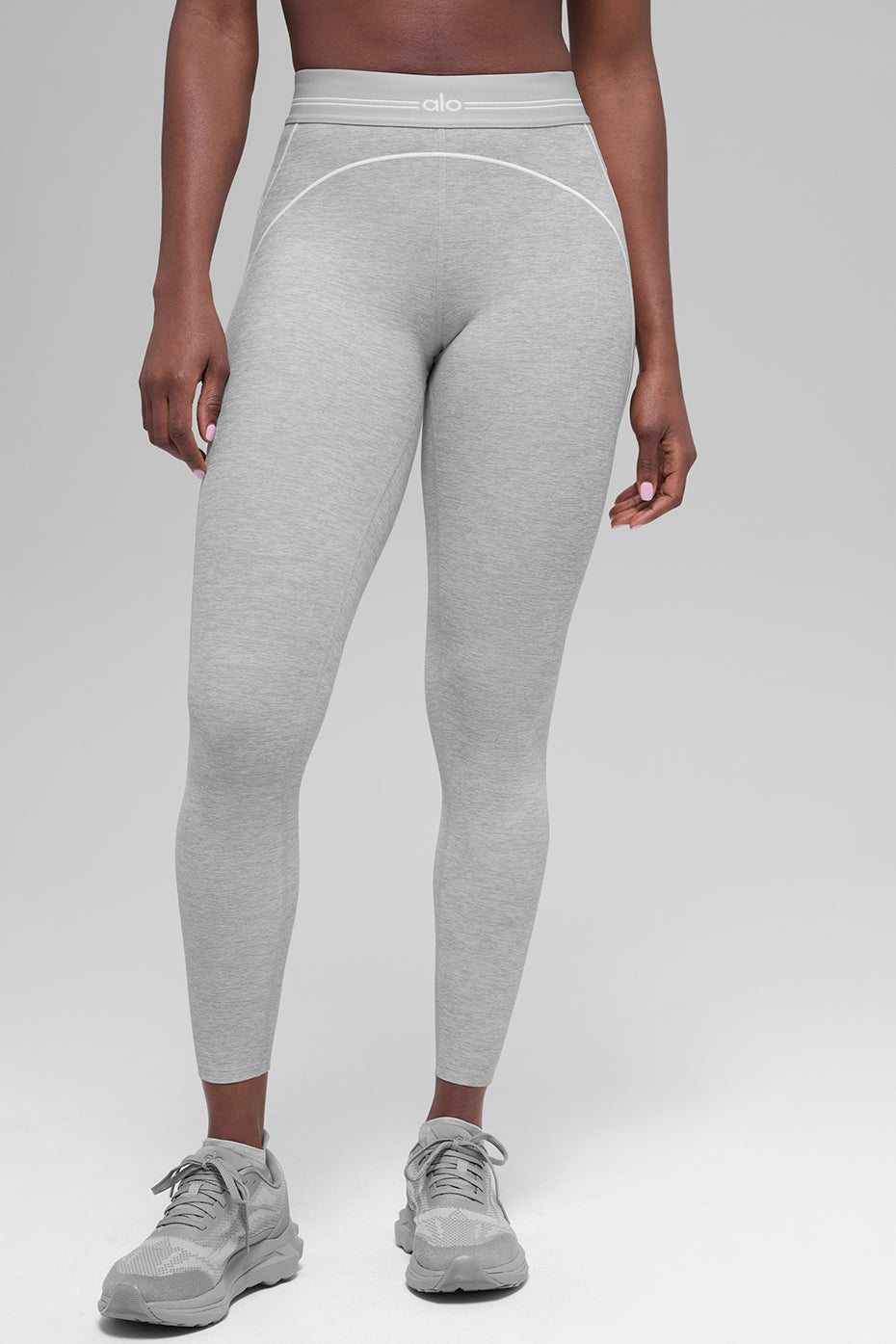 7/8 High-Waist Alosoft Heart Throb Legging - Athletic Heather Grey/White — photo 3