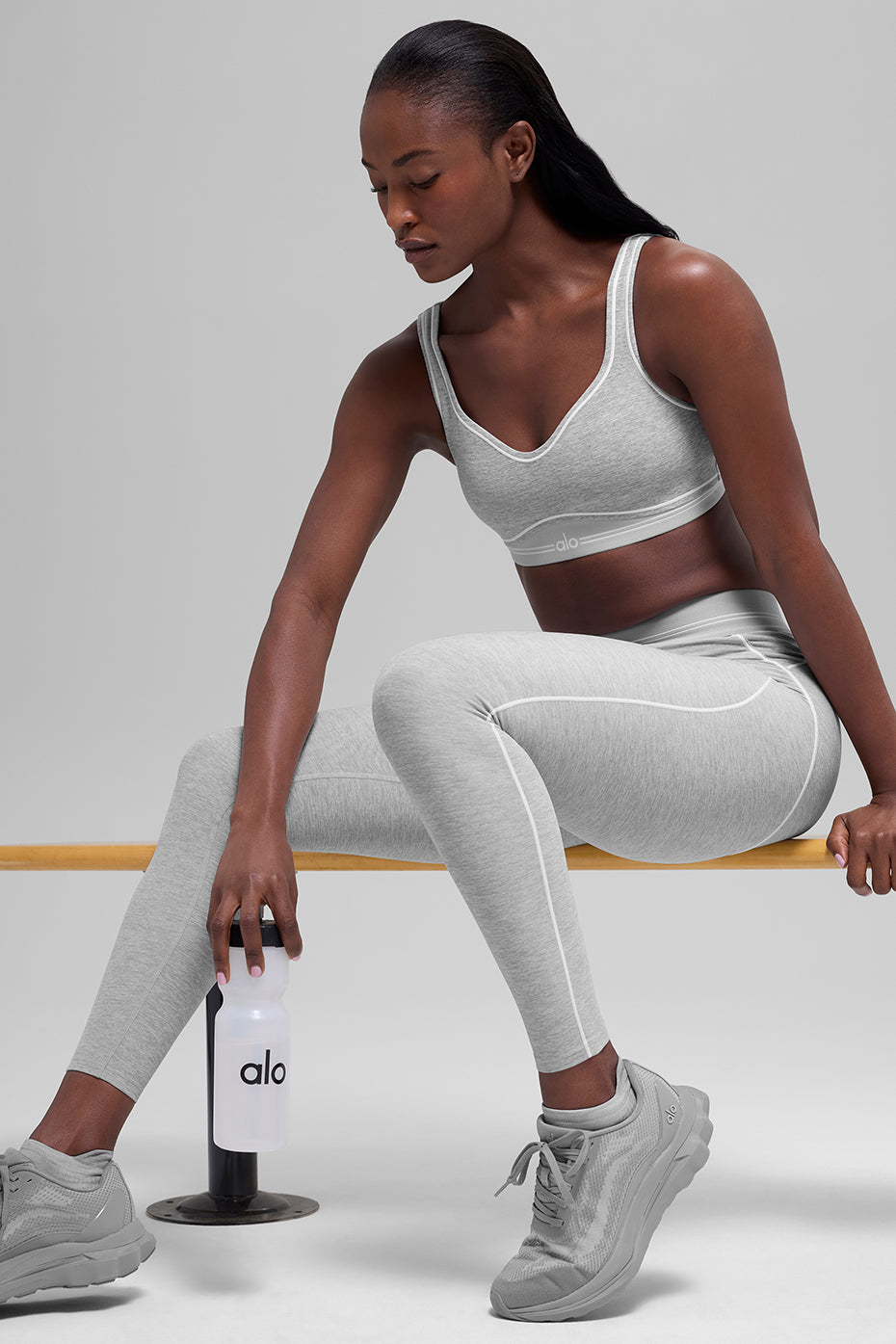 7/8 High-Waist Alosoft Heart Throb Legging - Athletic Heather Grey/White — photo 6