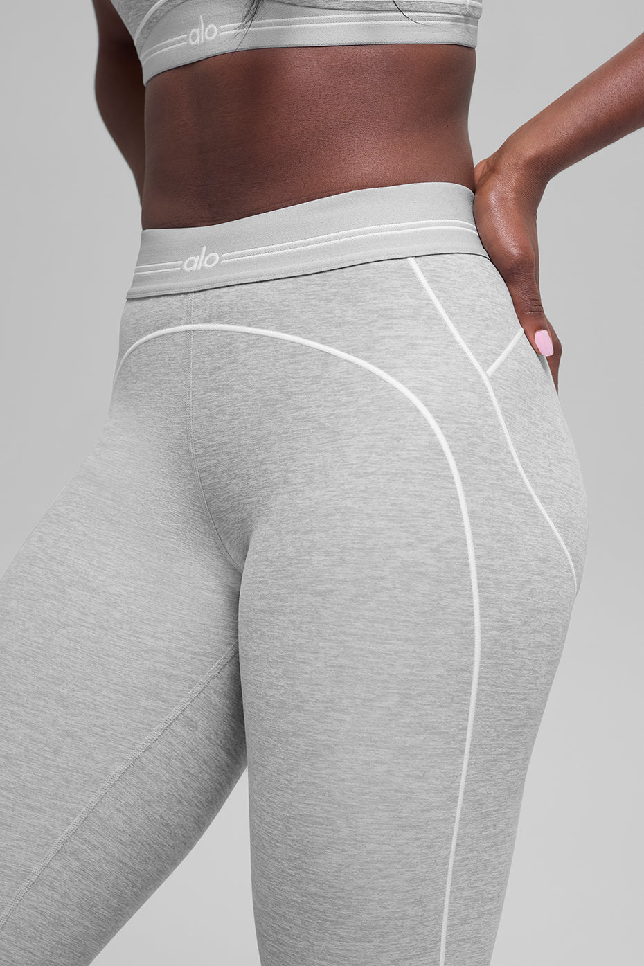 7/8 High-Waist Alosoft Heart Throb Legging - Athletic Heather Grey/White — photo 2