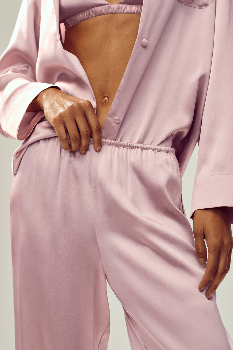 Silk Luminous Pant (Long) - Pink Champagne — photo 3