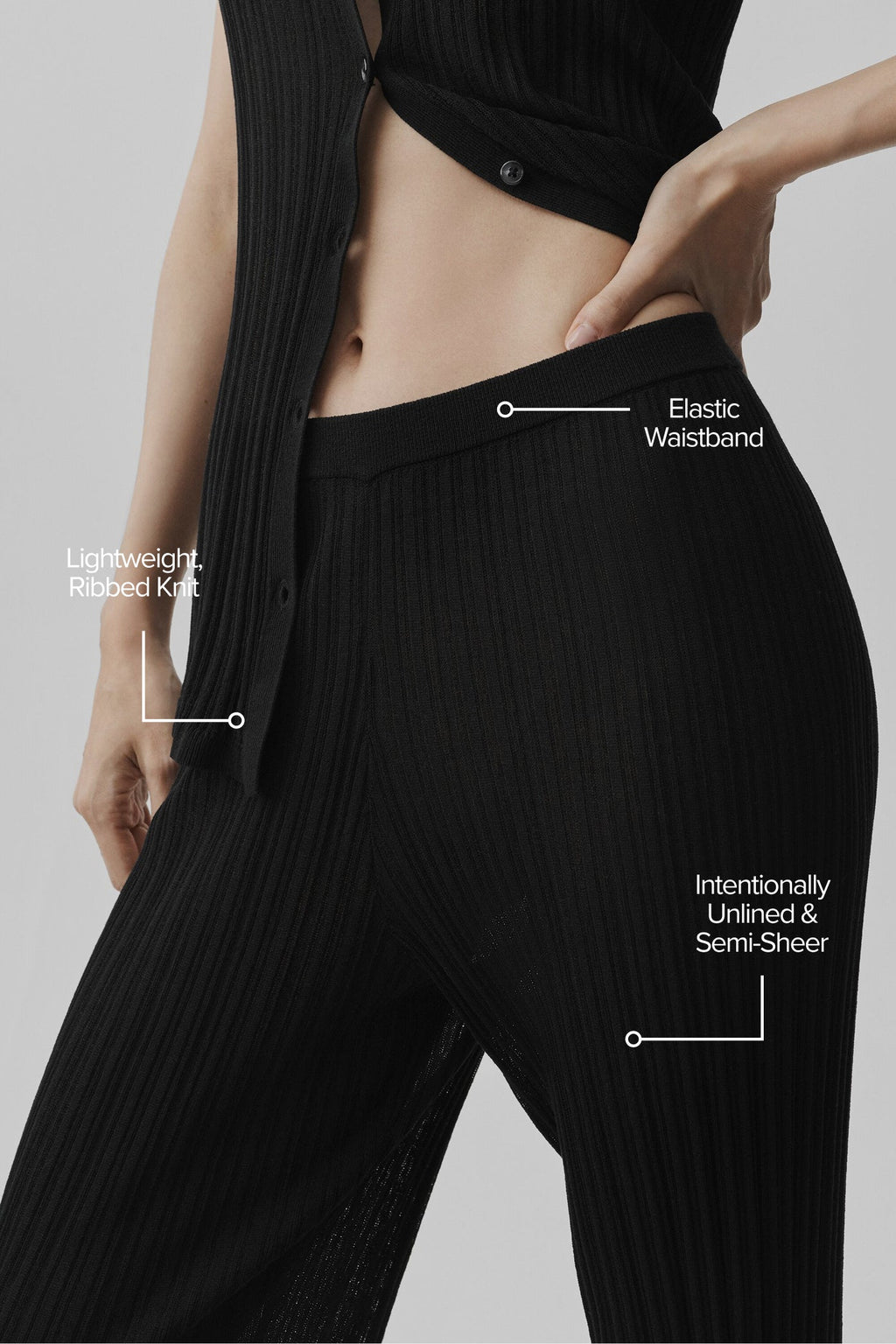 Sweater High-Waist Sunlit Straight Leg Pant - Black — photo 2