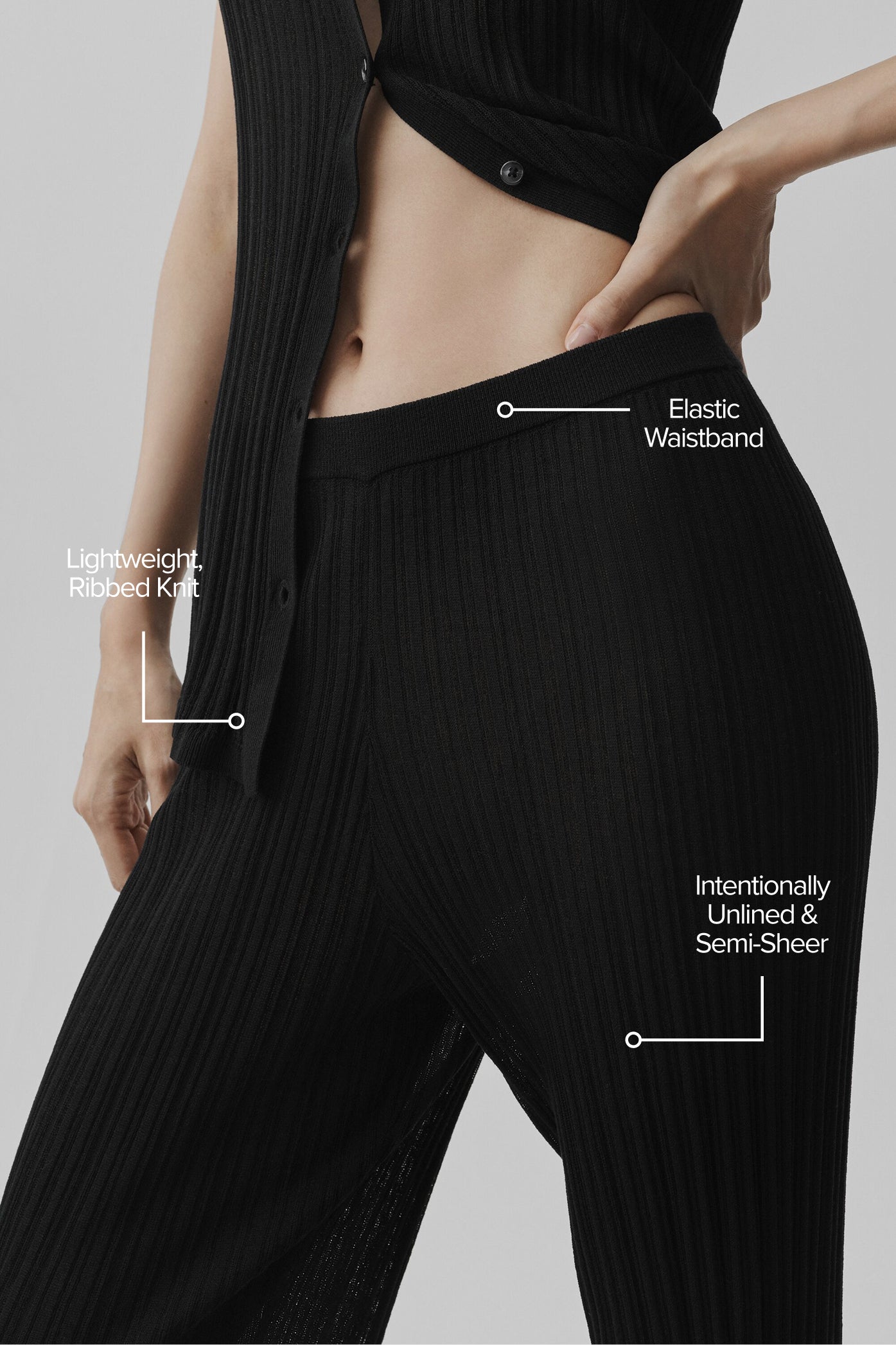 Sweater High-Waist Sunlit Straight Leg Pant - Black — photo 2