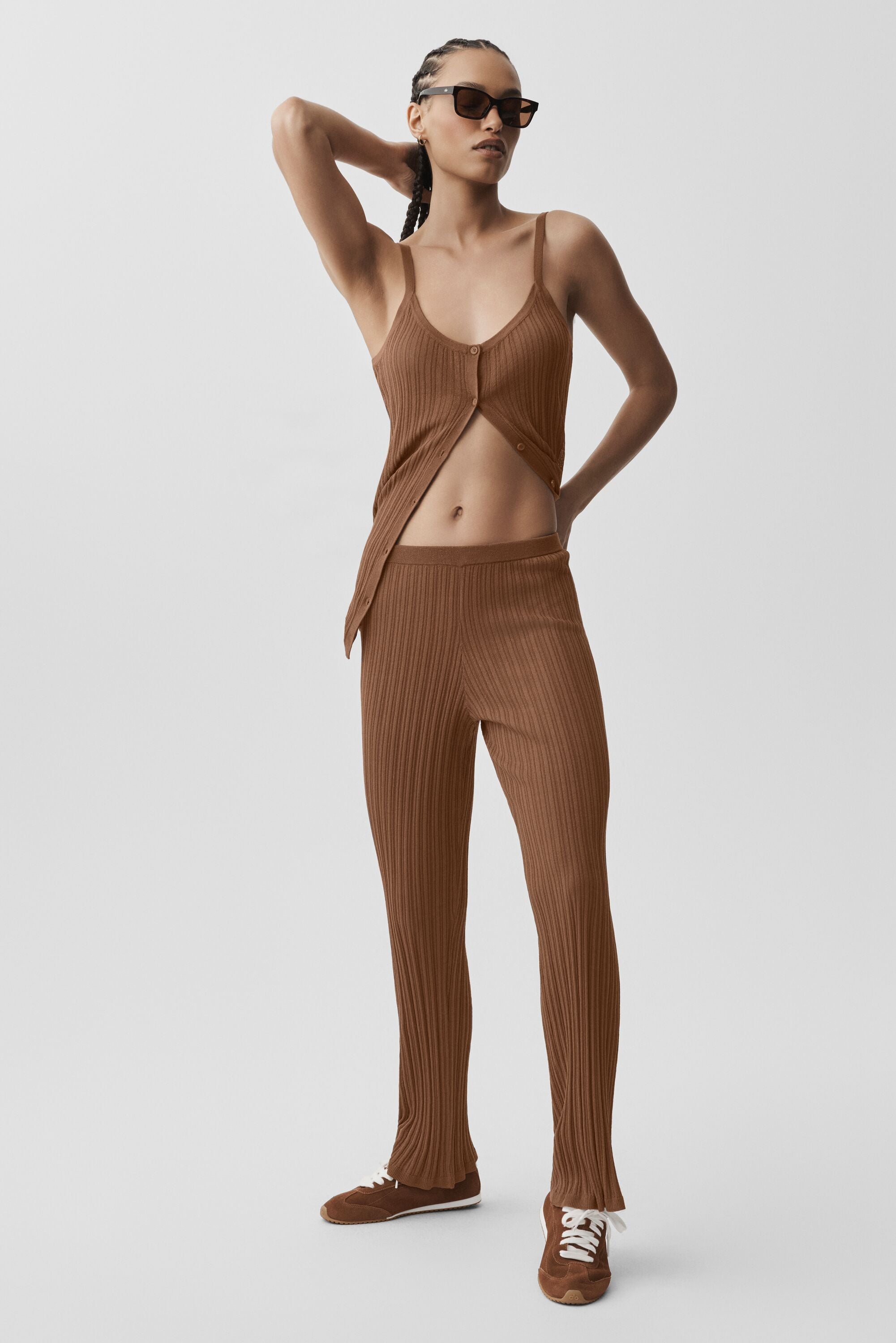 Sweater High-Waist Sunlit Straight Leg Pant - Sun Kissed Brown — photo 5