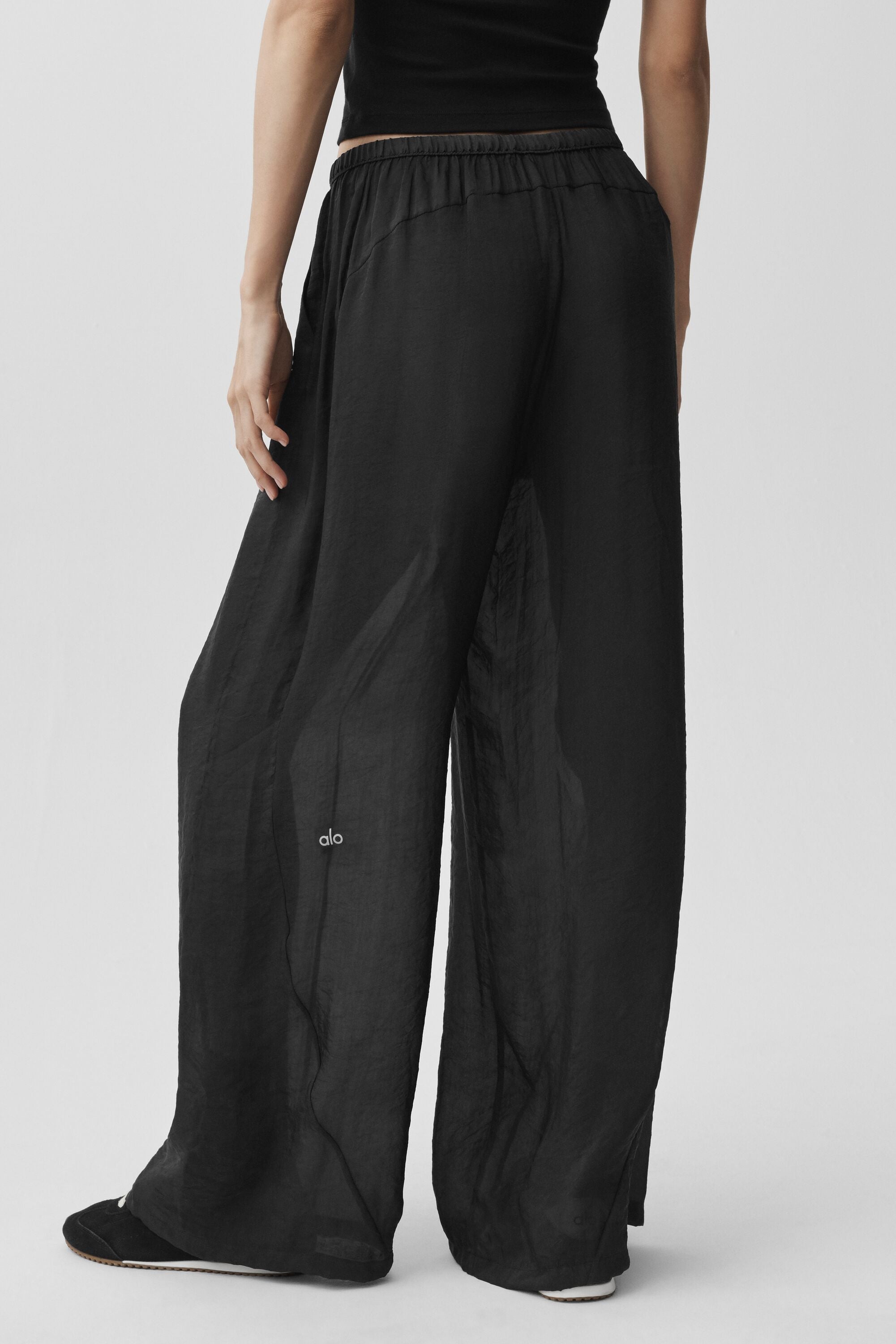 Semi-Sheer Golden Hour High-Waist Straight Leg Pant - Black — photo 4