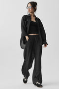 Semi-Sheer Golden Hour High-Waist Straight Leg Pant - Black — photo 1