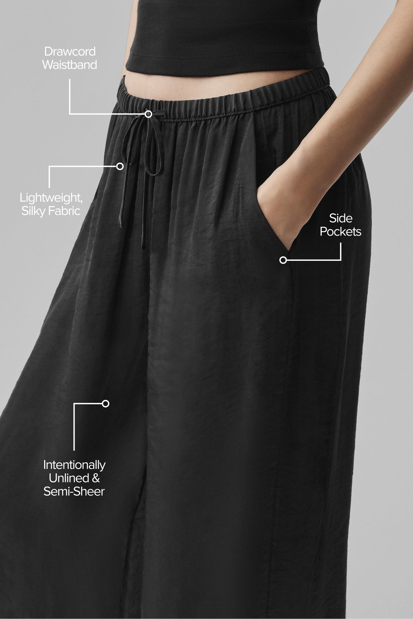 Semi-Sheer Golden Hour High-Waist Straight Leg Pant - Black — photo 2