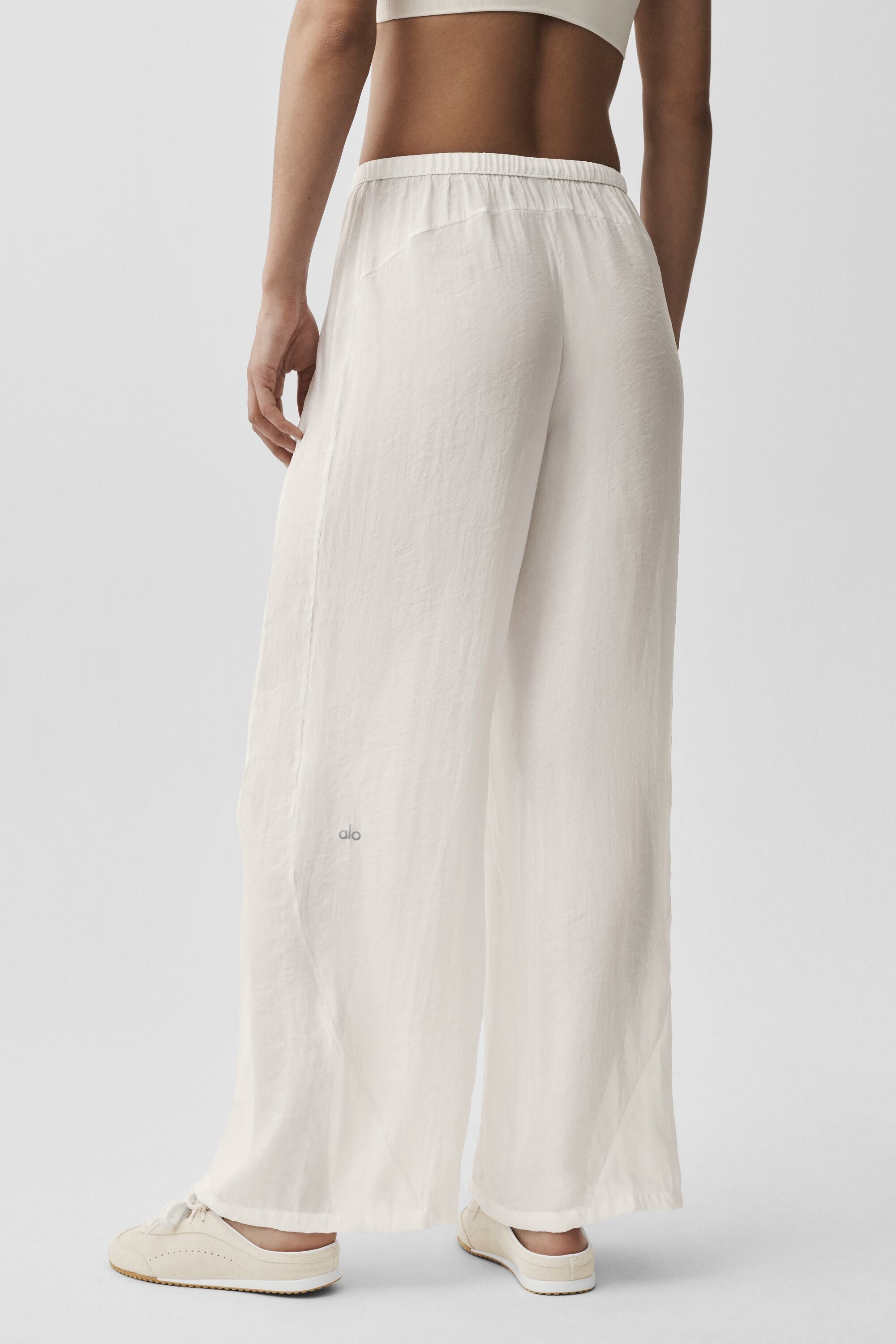 Semi-Sheer Golden Hour High-Waist Straight Leg Pant - Ivory — photo 4