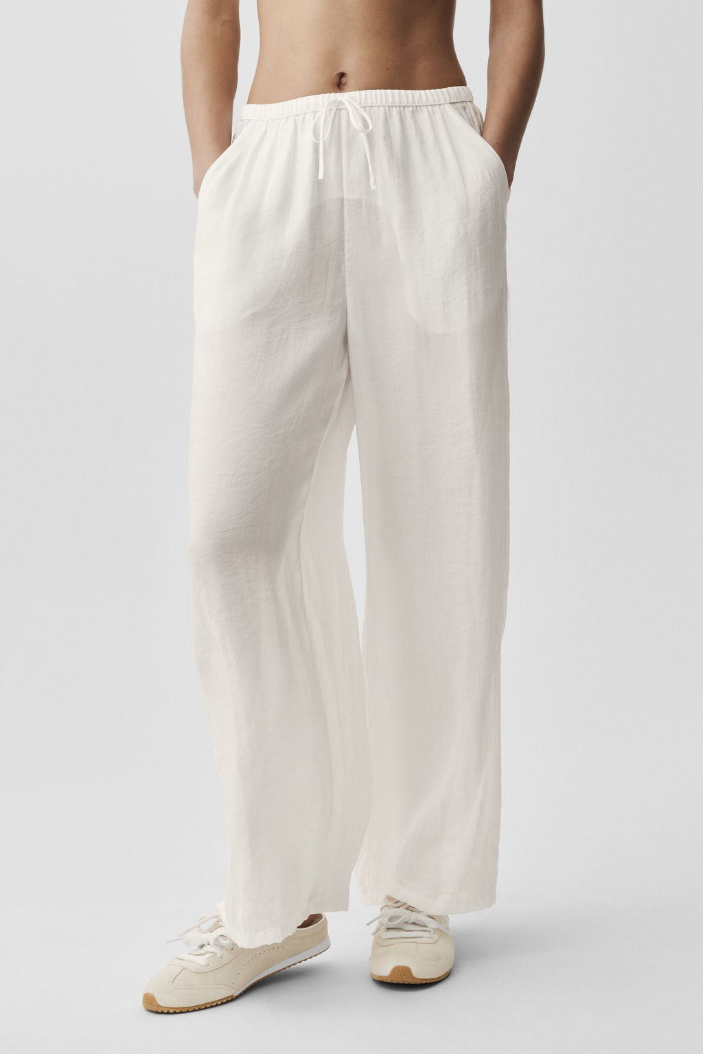 Semi-Sheer Golden Hour High-Waist Straight Leg Pant - Ivory — photo 3