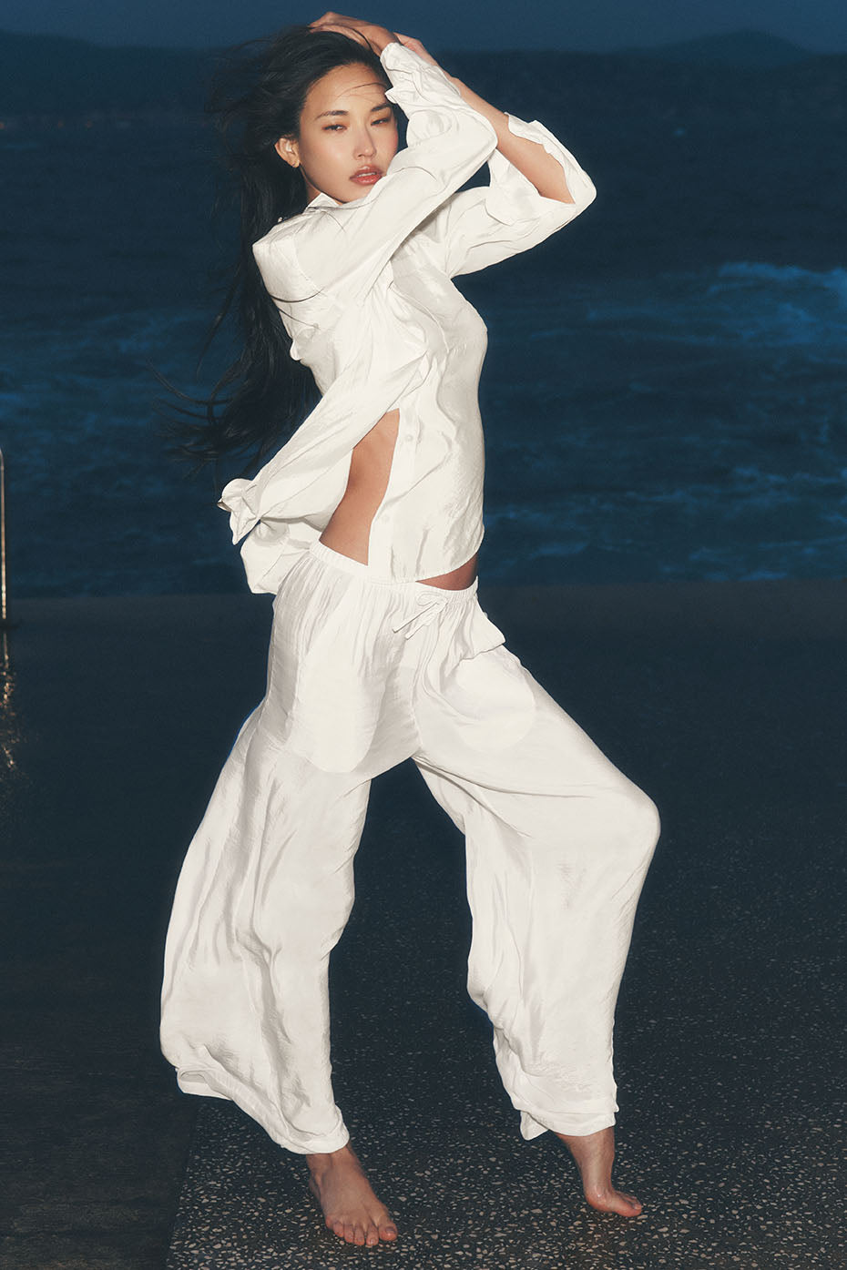 Semi-Sheer Golden Hour High-Waist Straight Leg Pant - Ivory — photo 1