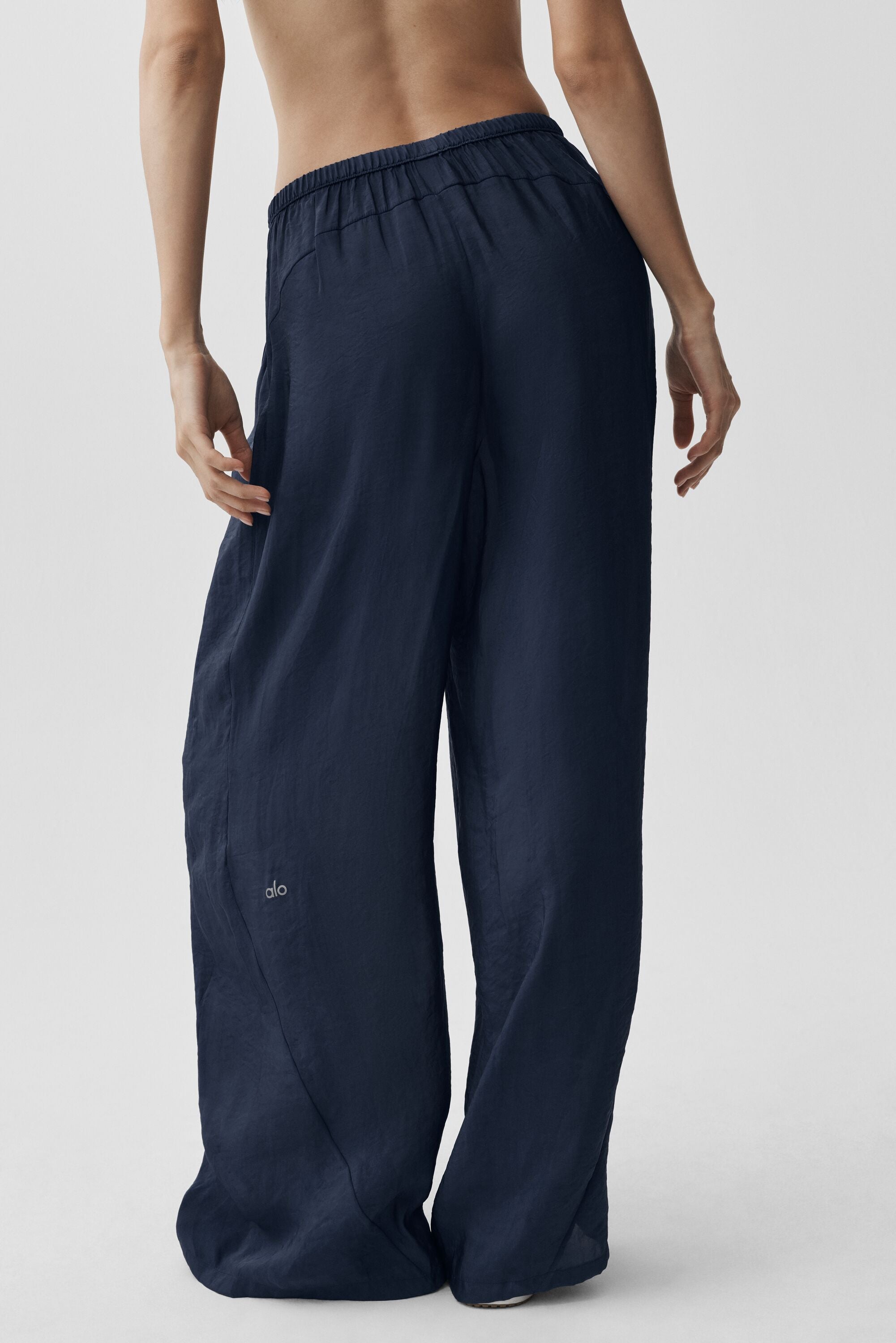 Semi-Sheer Golden Hour High-Waist Straight Leg Pant - Navy — photo 4