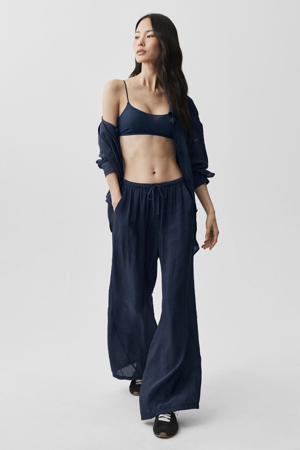 Semi-Sheer Golden Hour High-Waist Straight Leg Pant - Navy — photo 1