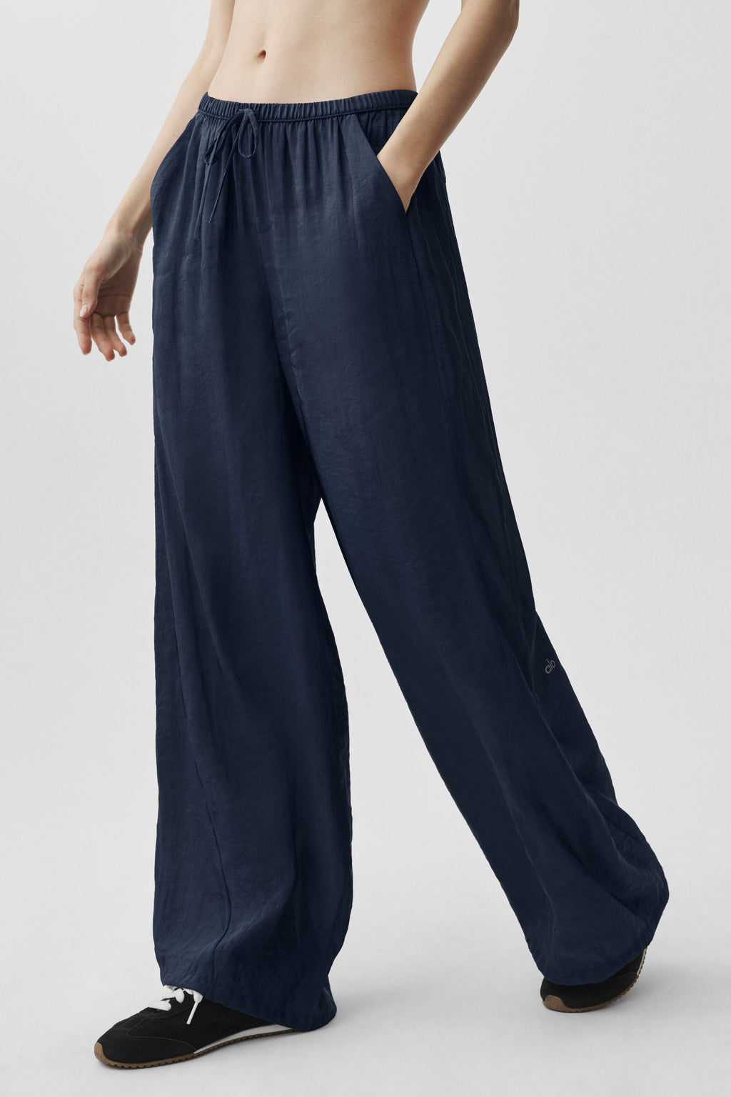 Semi-Sheer Golden Hour High-Waist Straight Leg Pant - Navy — photo 3