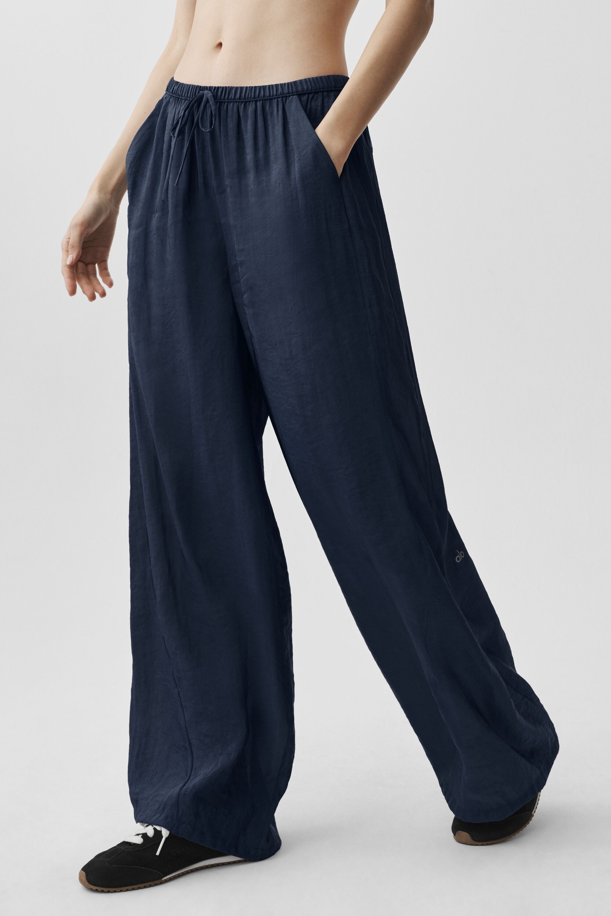 Semi-Sheer Golden Hour High-Waist Straight Leg Pant - Navy — photo 3