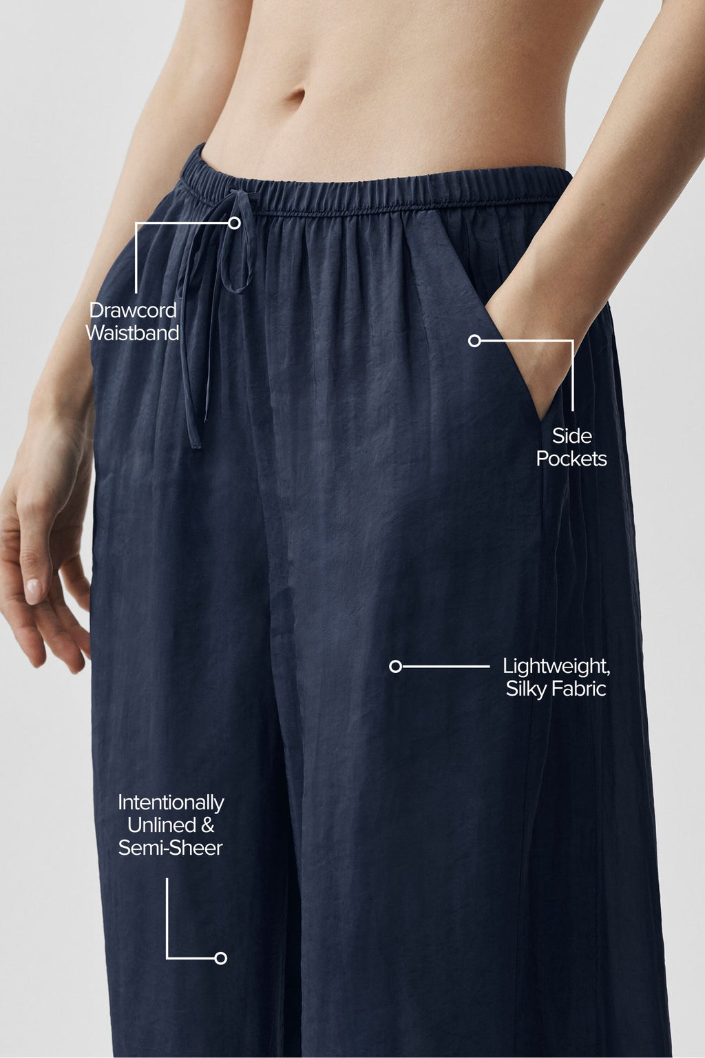 Semi-Sheer Golden Hour High-Waist Straight Leg Pant - Navy — photo 2