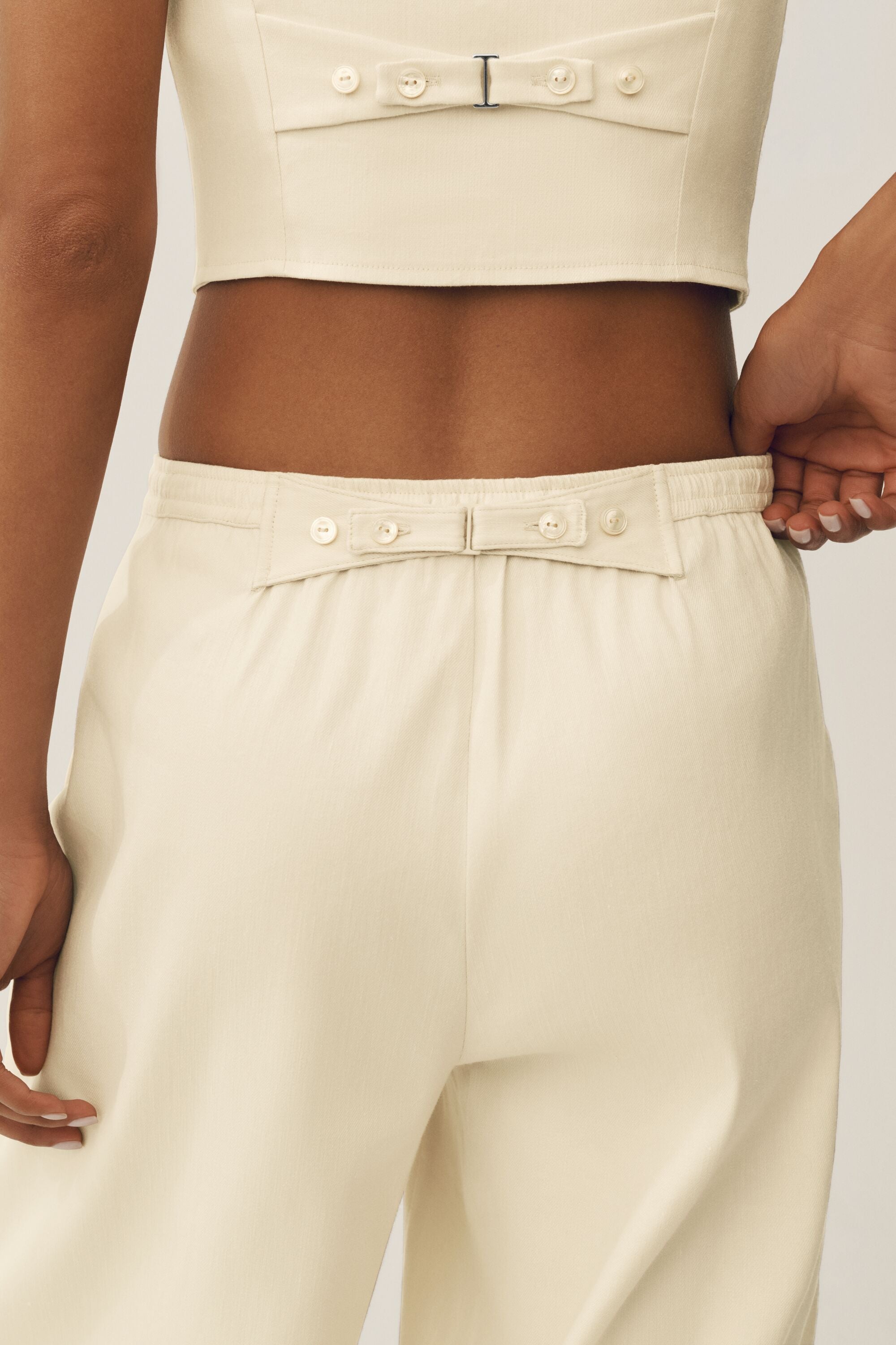 Linen Blend Riviera Wide Leg Pant - Sandy Beige — photo 5