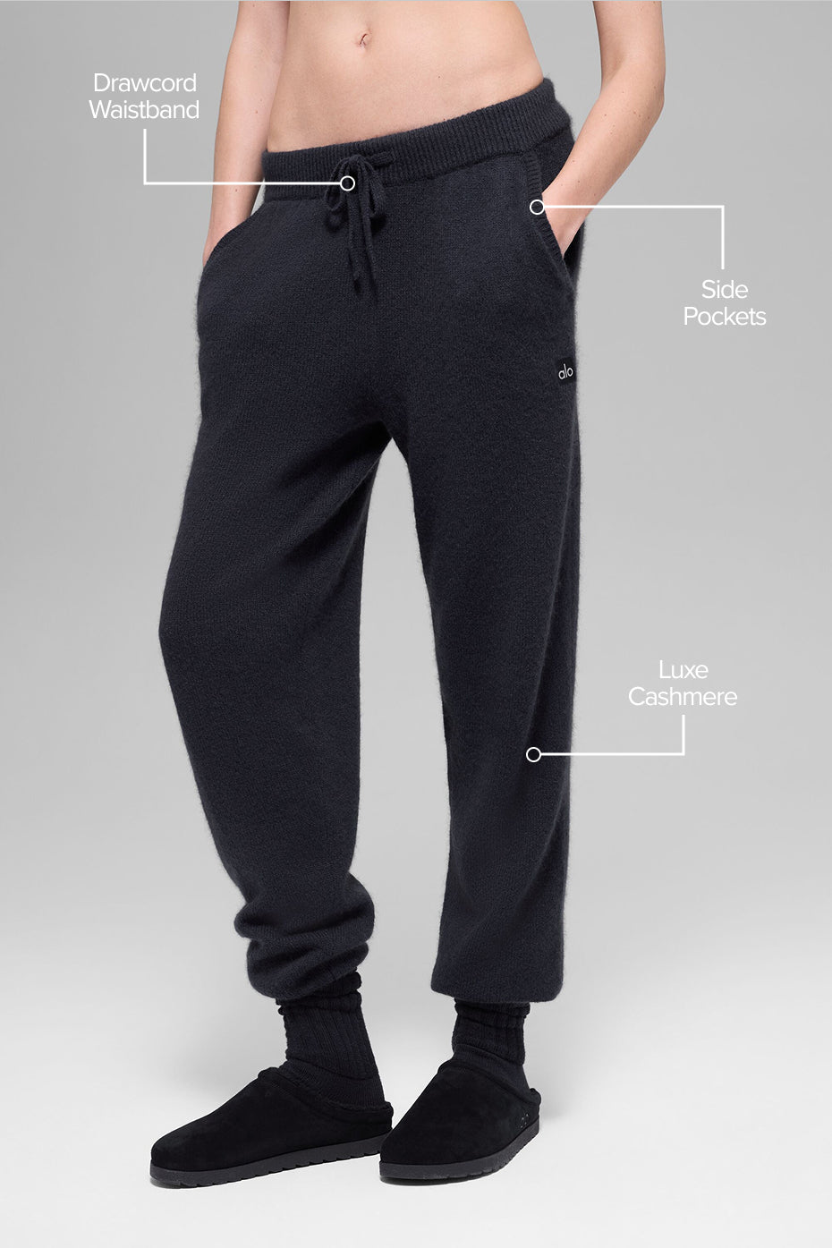 Wool Cashmere High-Waist New Class Jogger - Black — photo 2