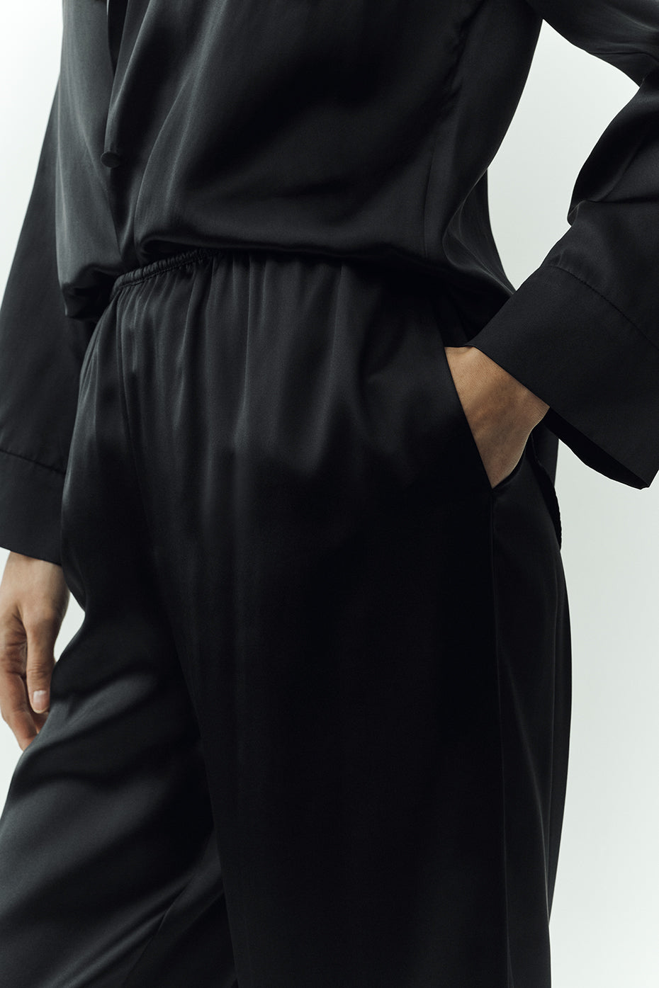 Silk Luminous Pant (Long) - Black — photo 3