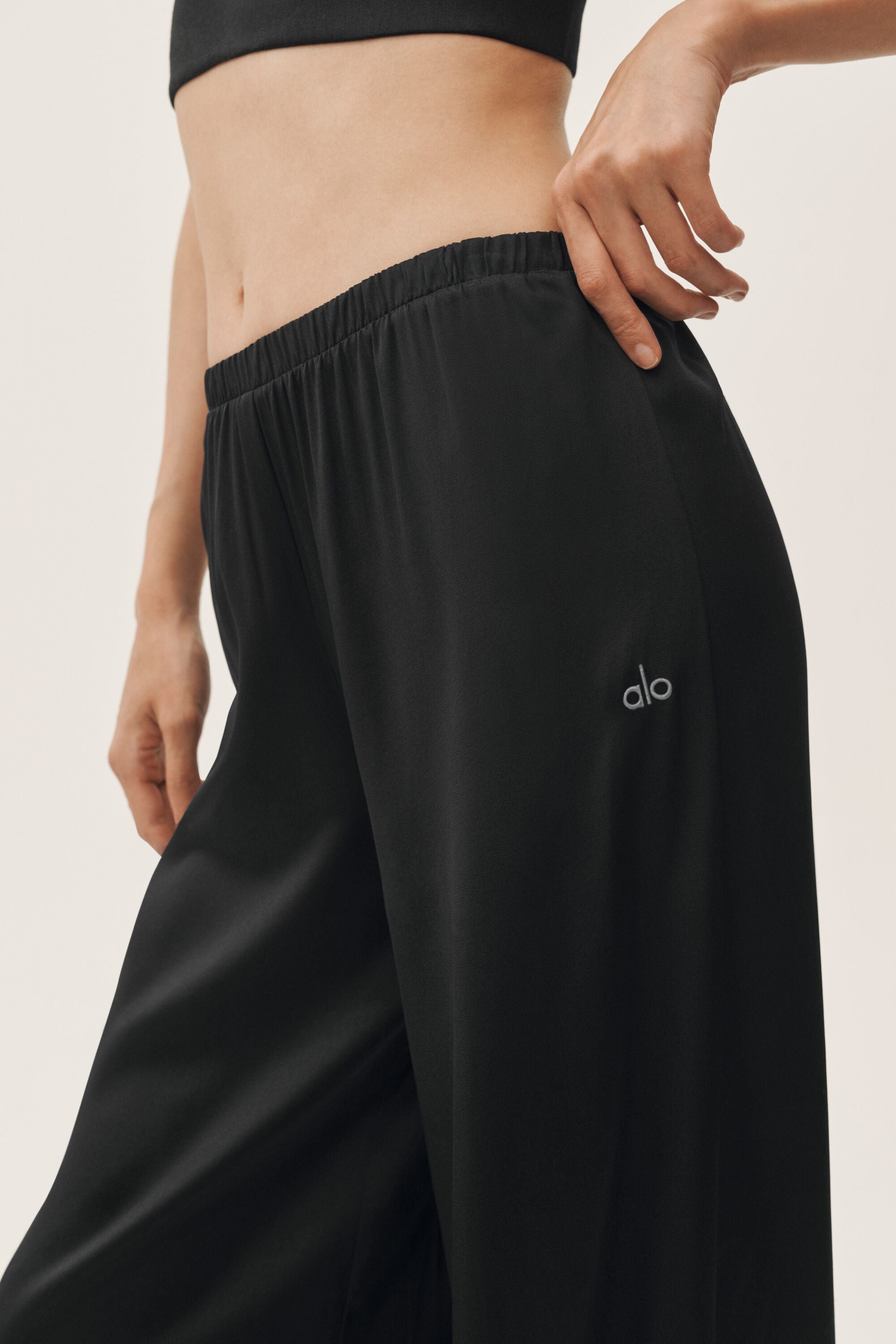Silk Blend High-Waist Radiance Pant - Black — photo 3