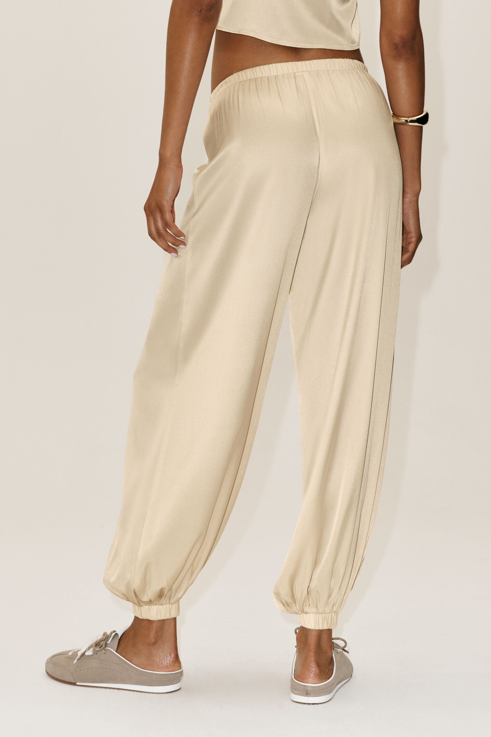 Silk Blend High-Waist Radiance Pant - Sandy Beige — photo 2
