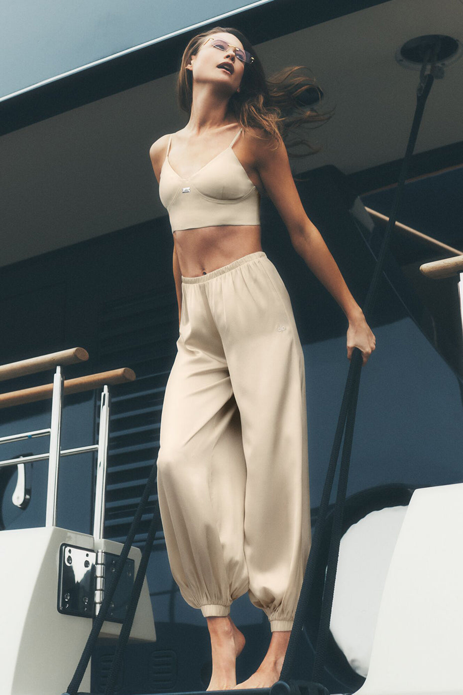Silk Blend High-Waist Radiance Pant - Sandy Beige — photo 1