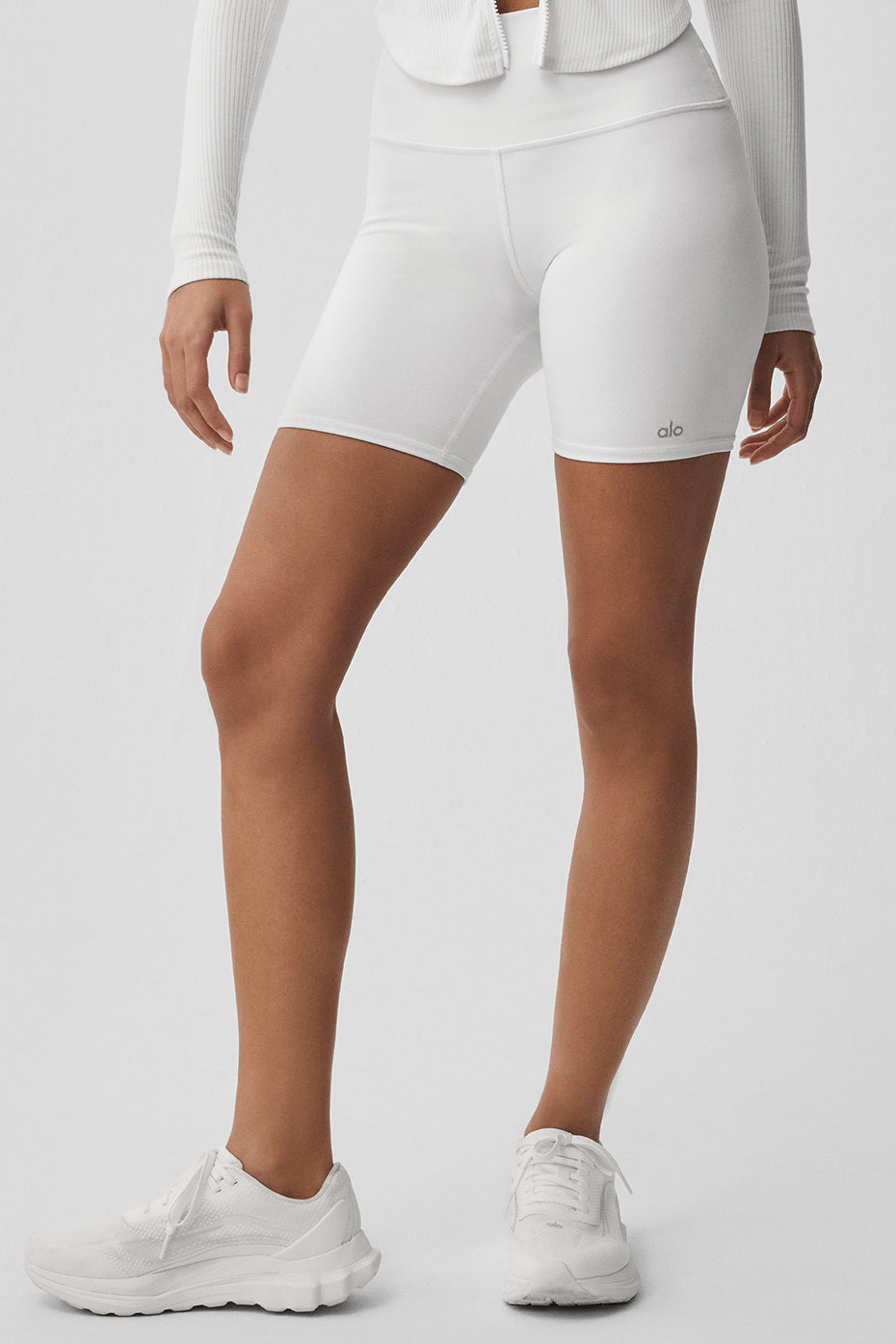 7" High-Waist Biker Short - White — photo 2