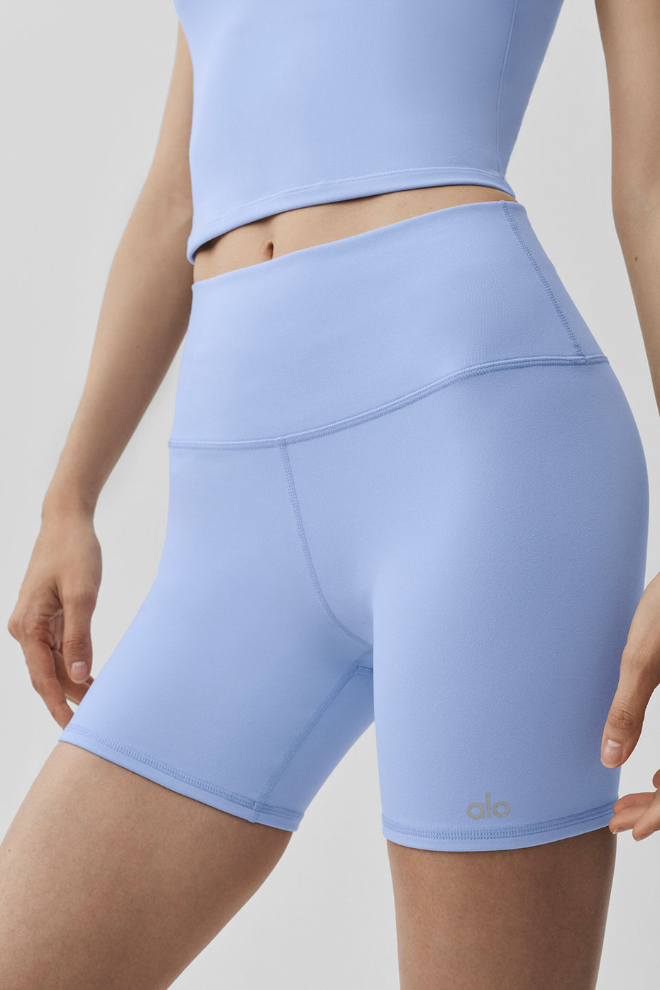 5" Airbrush High-Waist Biker Short - Light Provence Blue — photo 5