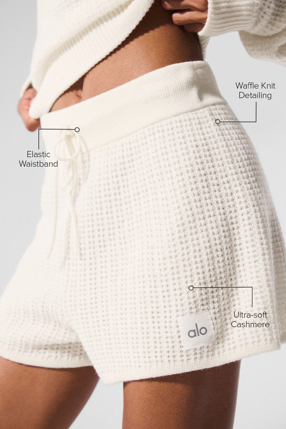 Cashmere High-Waist Plush Waffle Short - Ivory — photo 2