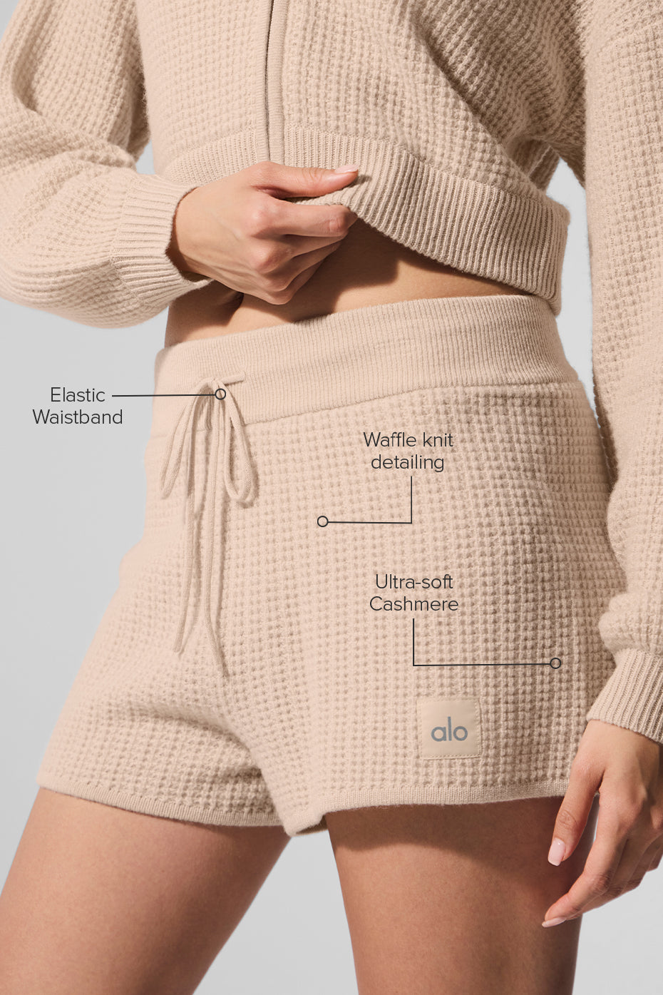 Cashmere High-Waist Plush Waffle Short - Macadamia Blush — photo 2