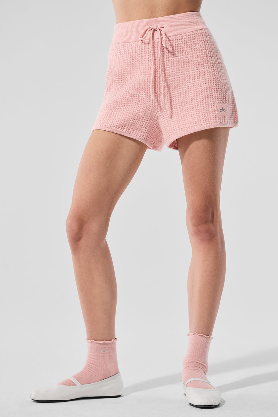 Cashmere High-Waist Plush Waffle Short - Pink Quartz — photo 1