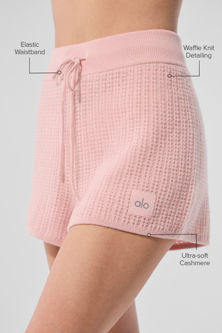Cashmere High-Waist Plush Waffle Short - Pink Quartz — photo 2