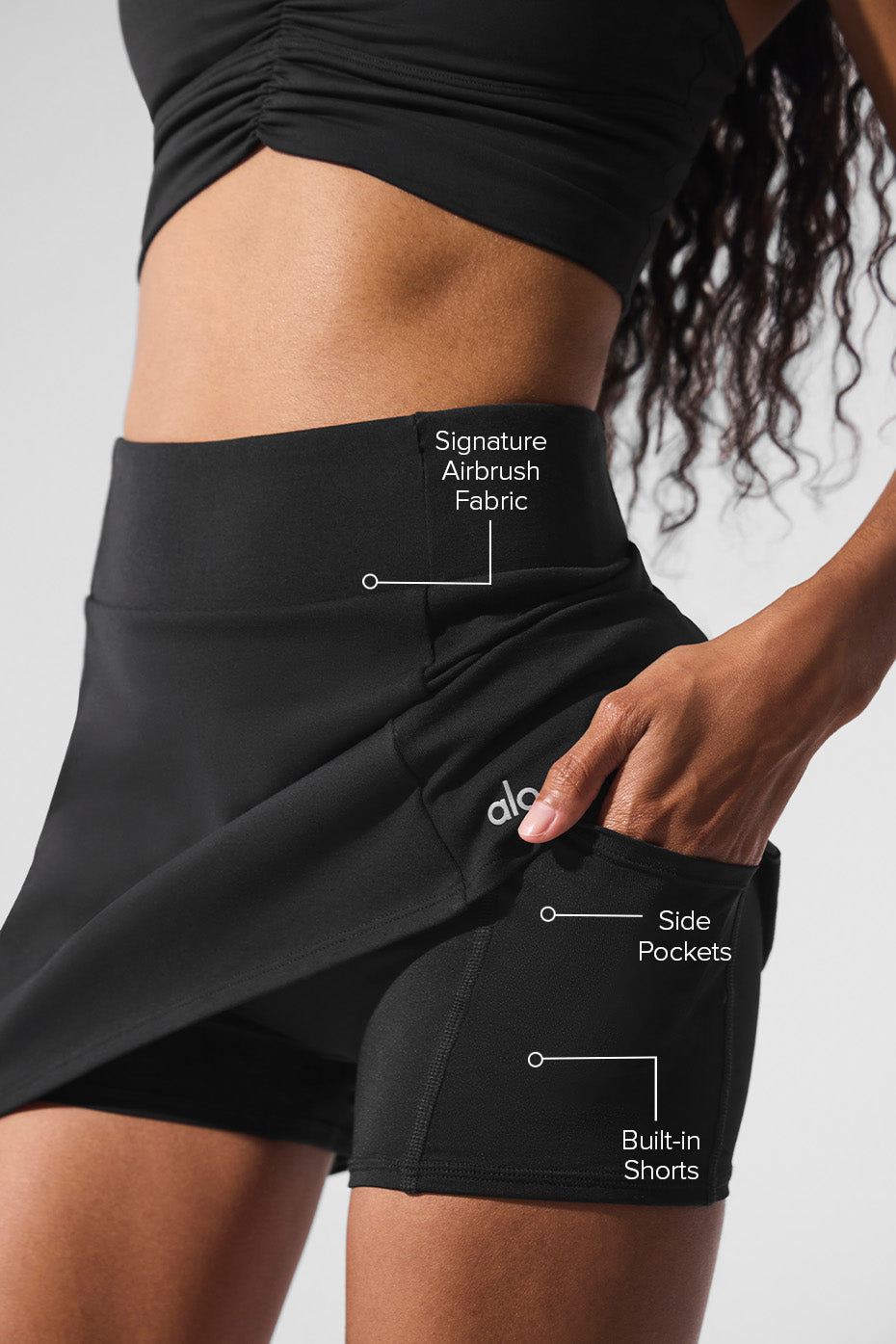 Airbrush High-Waist Good Form Tennis Skirt - Black — photo 2