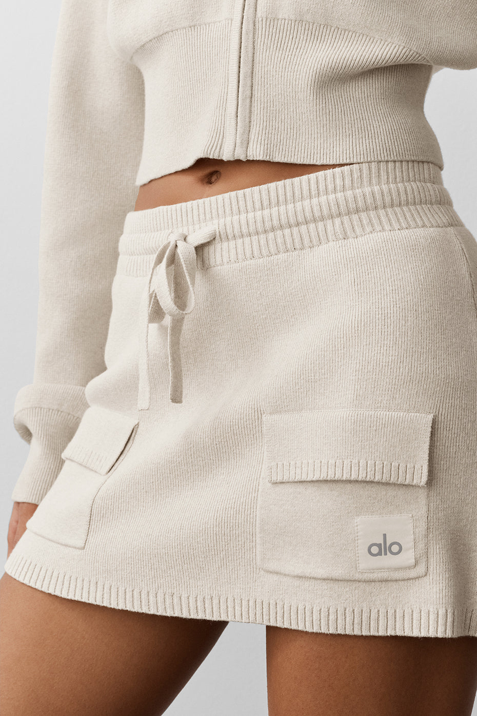 Scholar Knit Cargo Skirt - Oatmeal Heather — photo 4