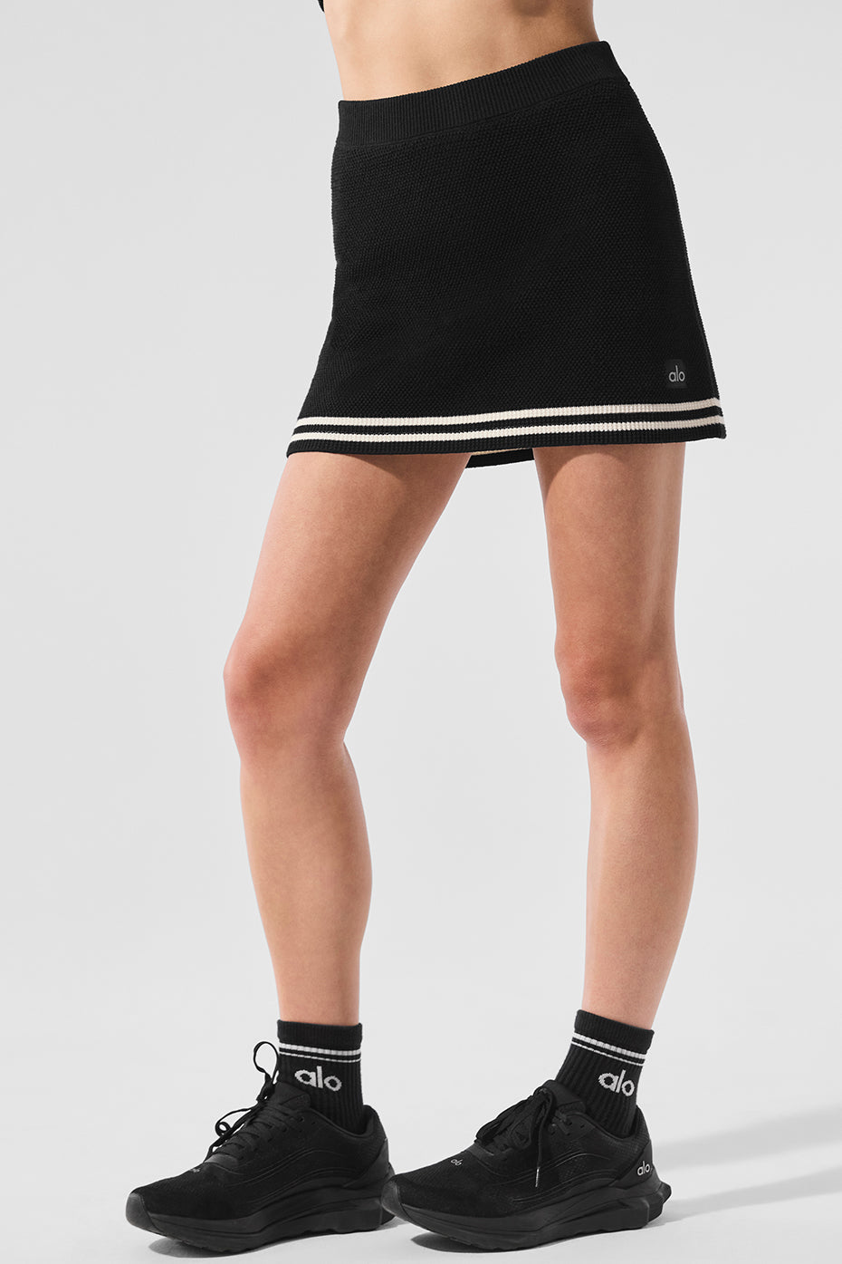 Tennis Club Sweater Knit Skirt - Black/Ivory — photo 4