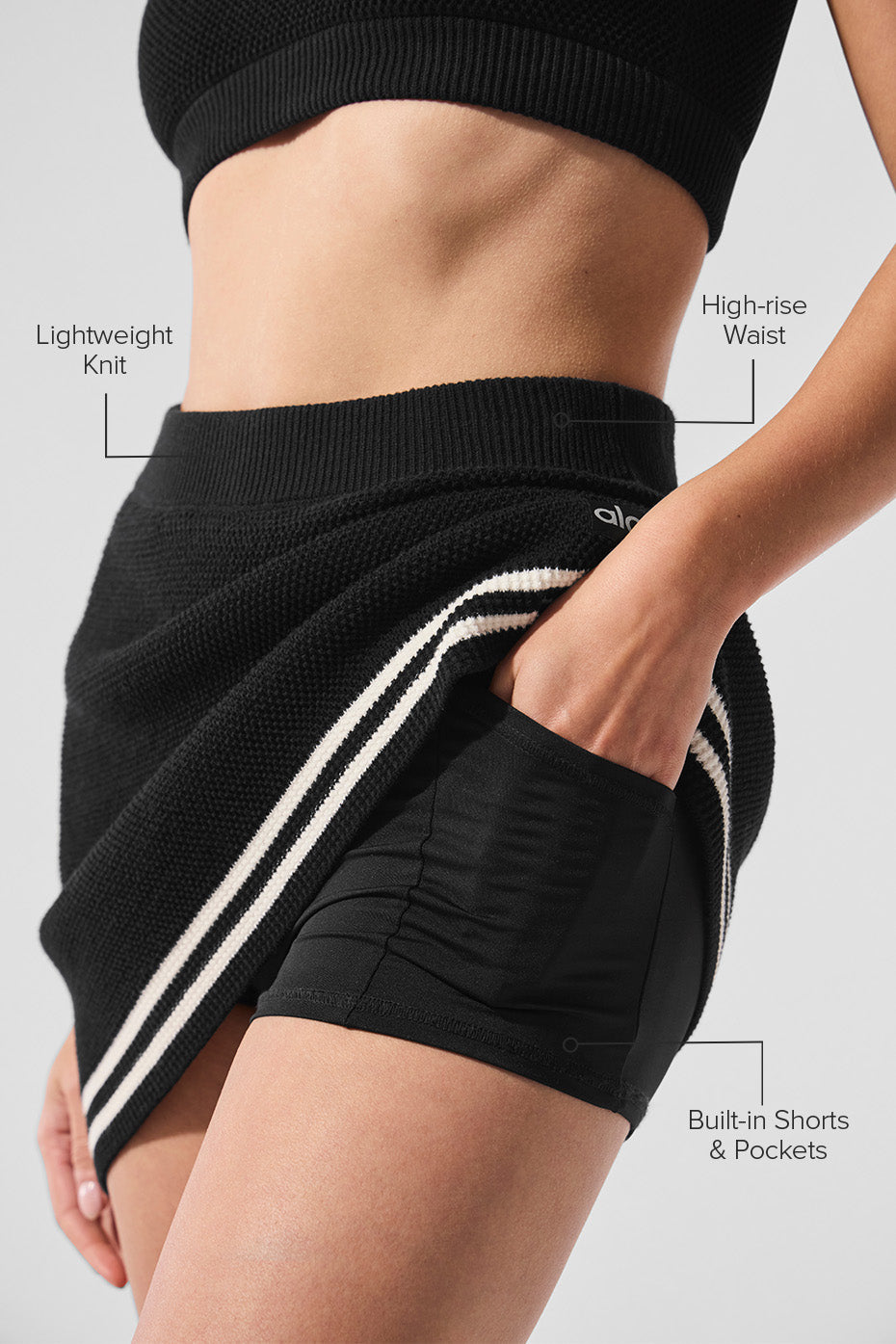 Tennis Club Sweater Knit Skirt - Black/Ivory — photo 2