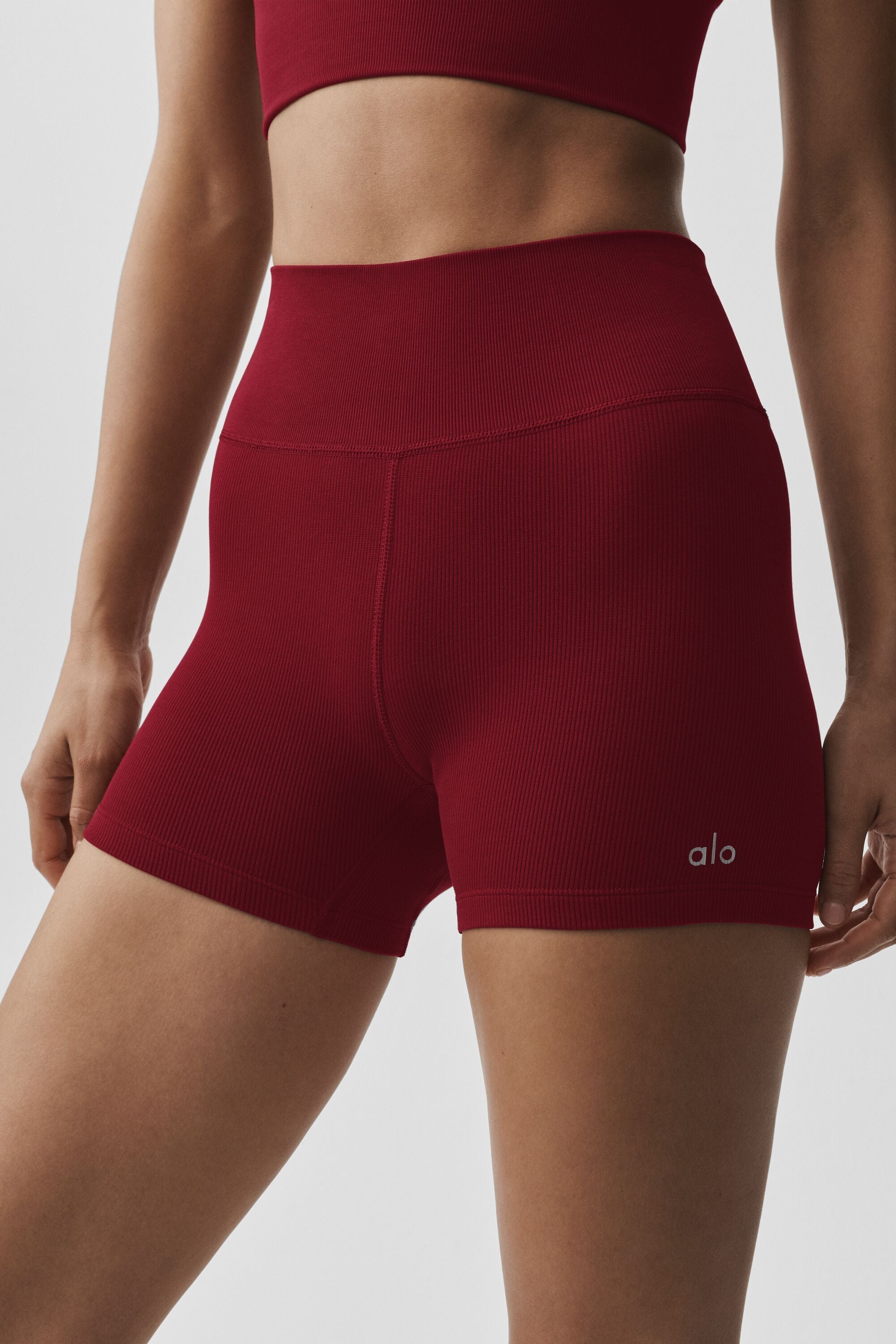4" Seamless Modal Ribbed High-Waist Short - Summer Romance Red — photo 2