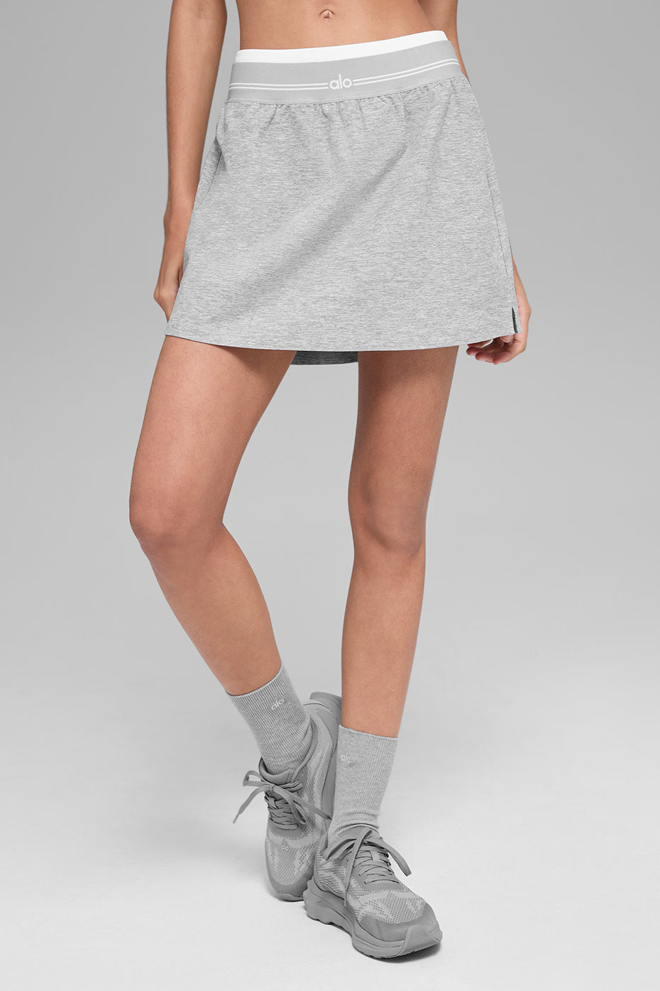 Alosoft Better Together Tennis Skirt - Athletic Heather Grey/White — photo 1