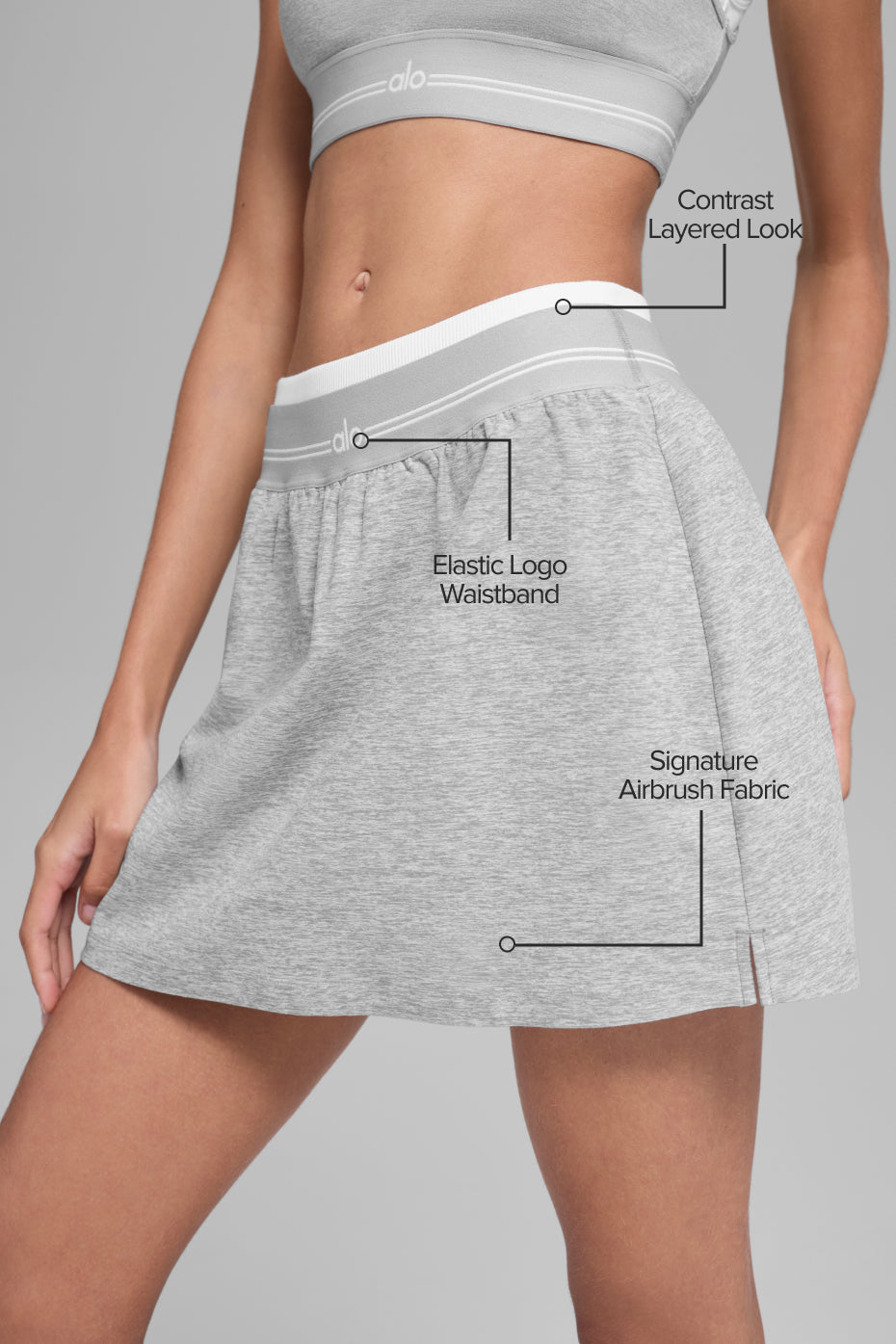 Alosoft Better Together Tennis Skirt - Athletic Heather Grey/White — photo 2