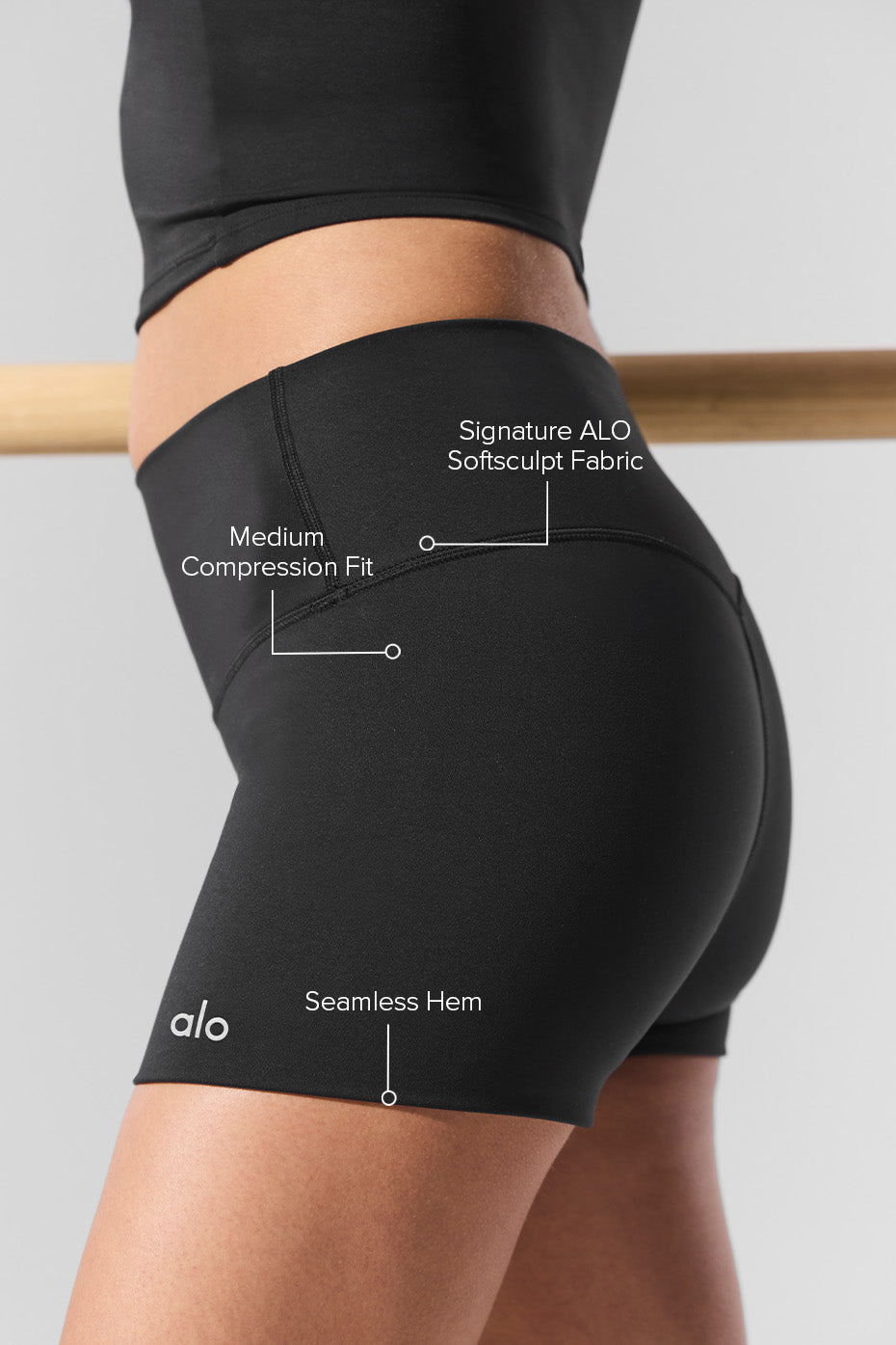 3" ALO Softsculpt High-Waist Precision Short - Black — photo 2