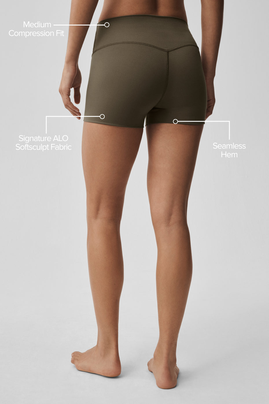 3" ALO Softsculpt High-Waist Precision Short - Olive Tree — photo 2