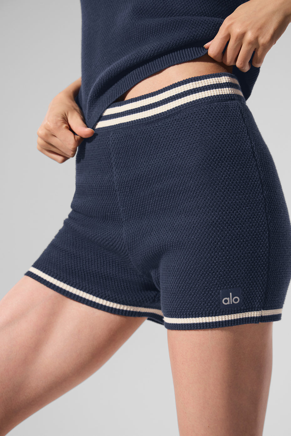 Tennis Club Sweater Knit Hot Short - Navy/Ivory — photo 2